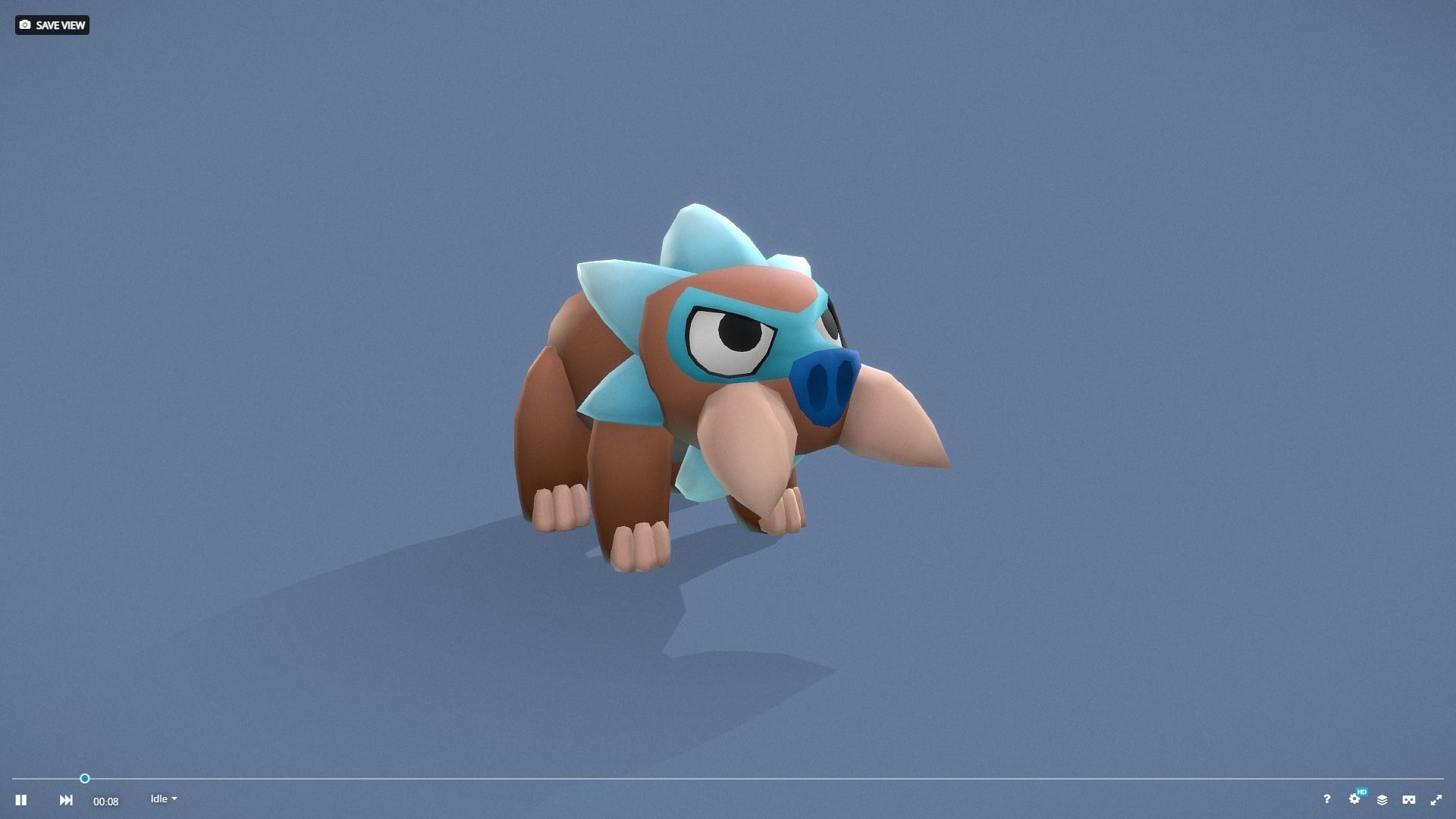 Cartoon Characters - Small Mamooth Warrior Low-poly 3D model_25