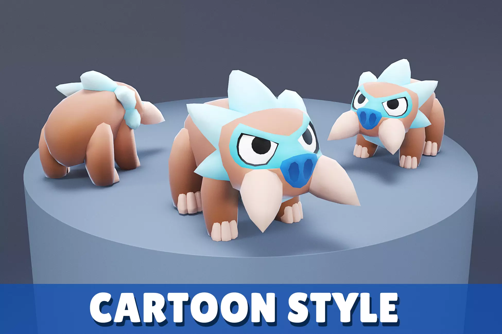 Cartoon Characters - Small Mamooth Warrior Low-poly 3D model_0