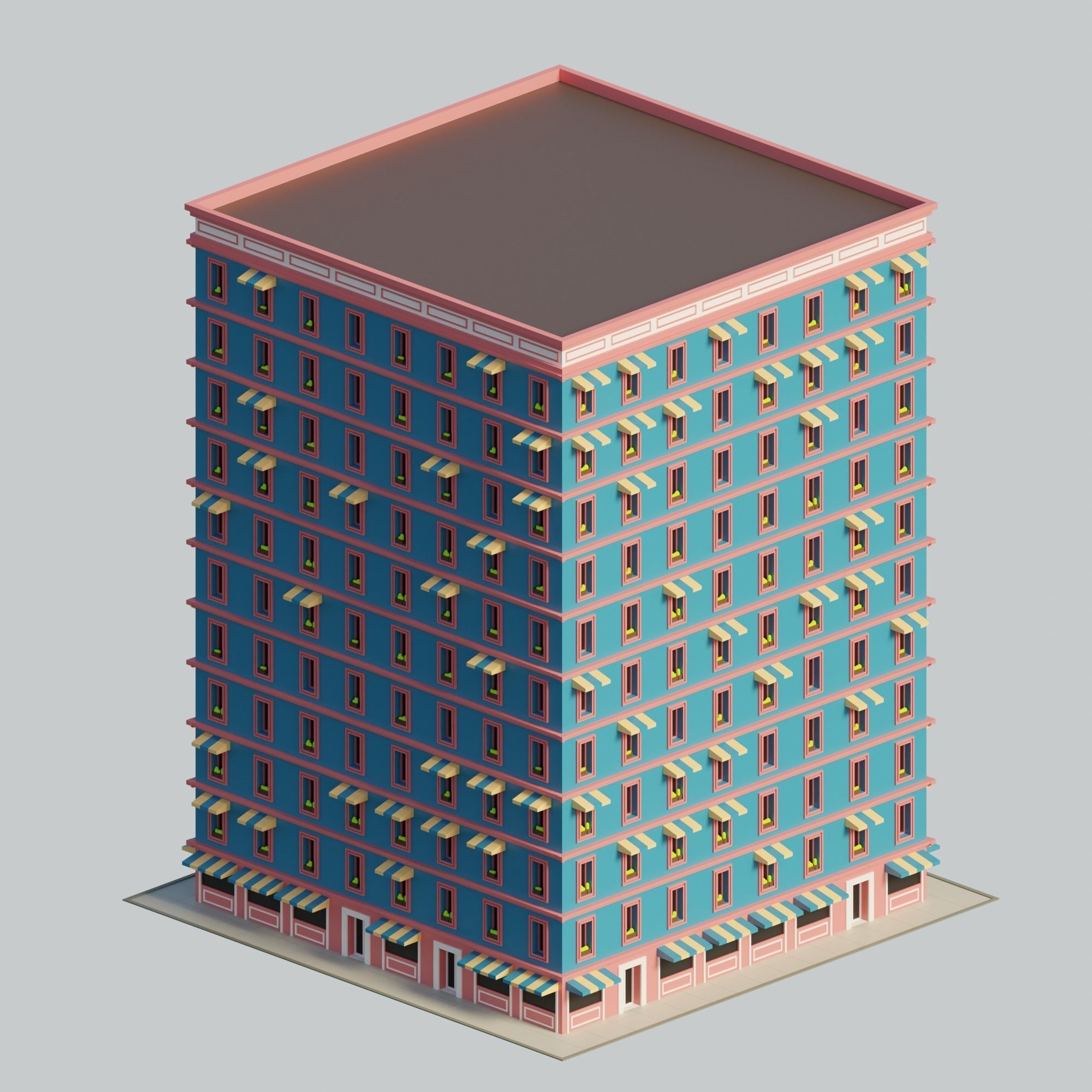 Procedural building Free 3D model_2