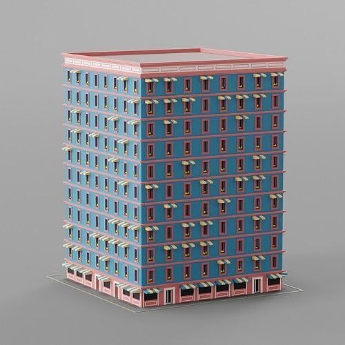 Procedural building Free 3D model