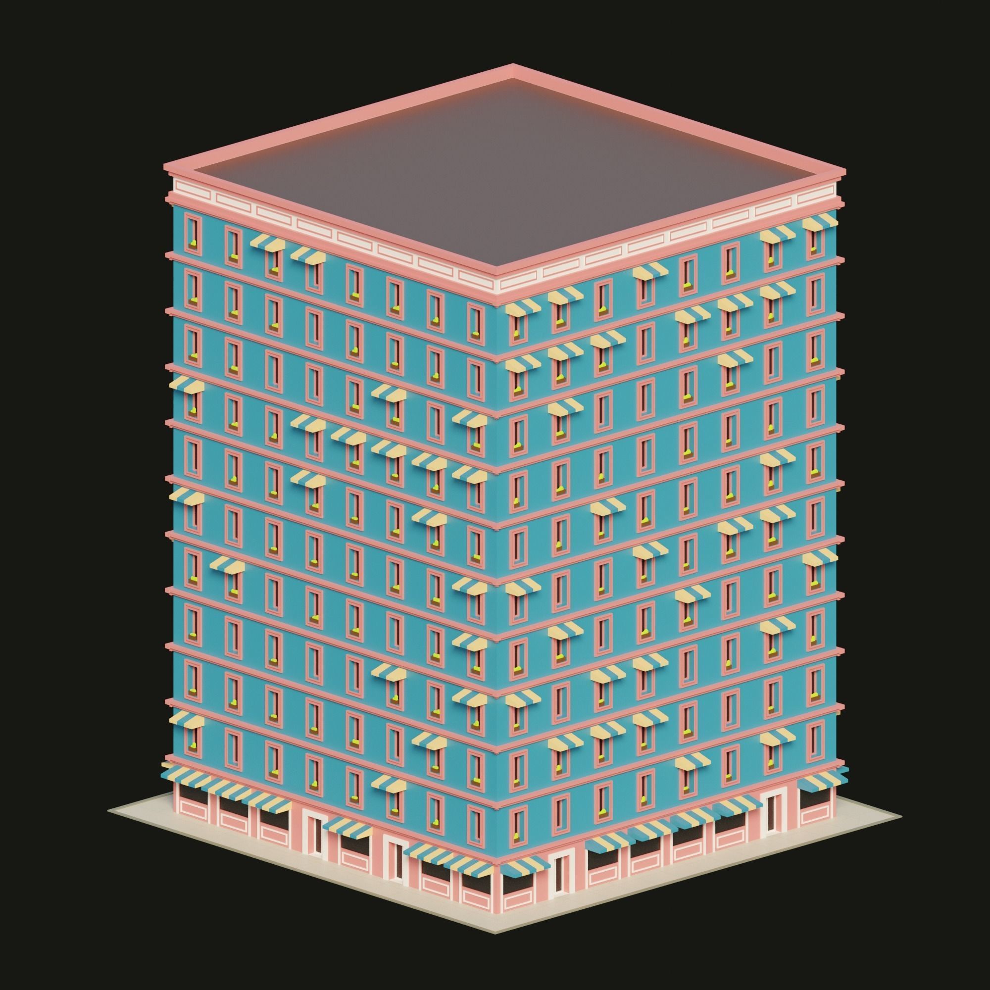 Procedural building Free 3D model_1