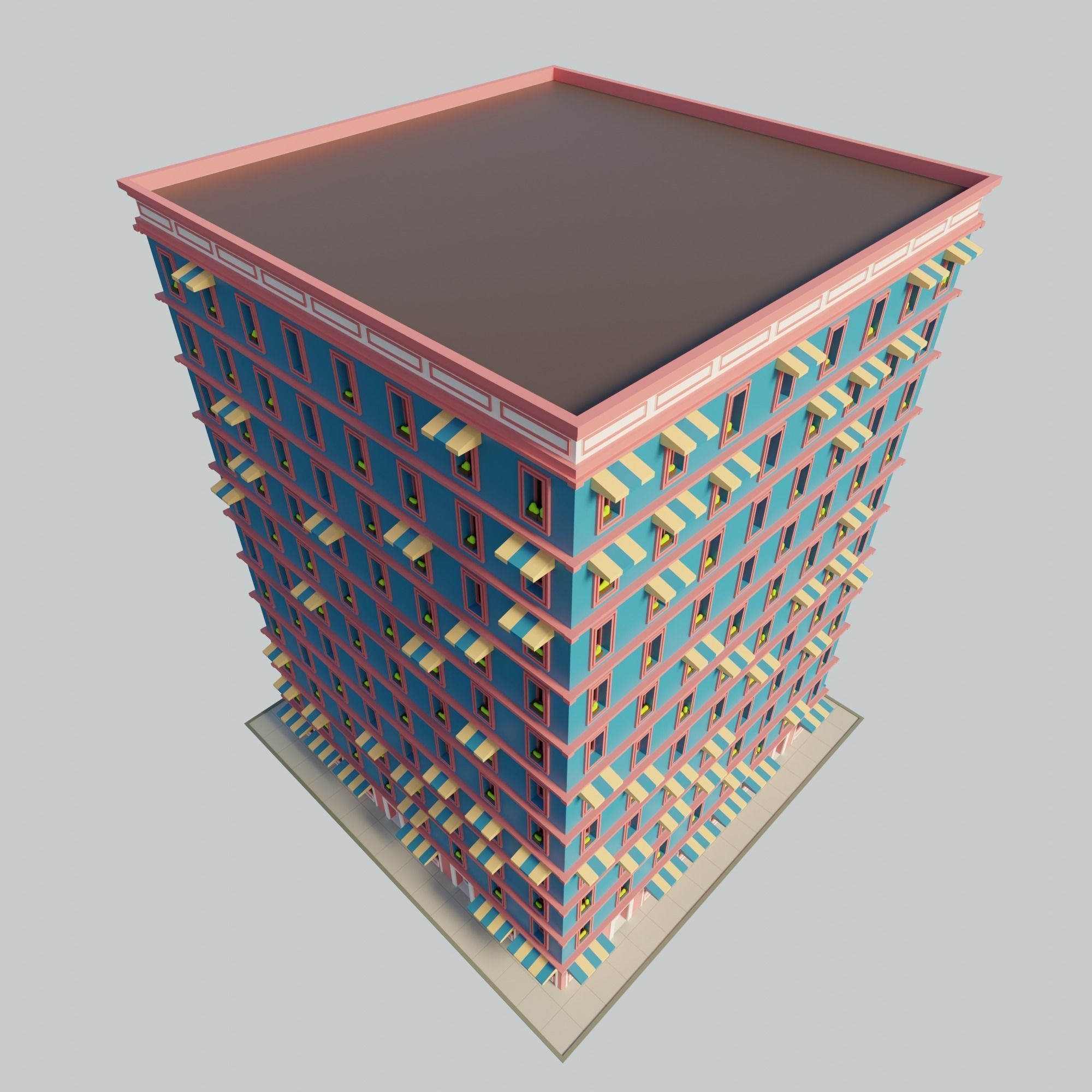 Procedural building Free 3D model_3