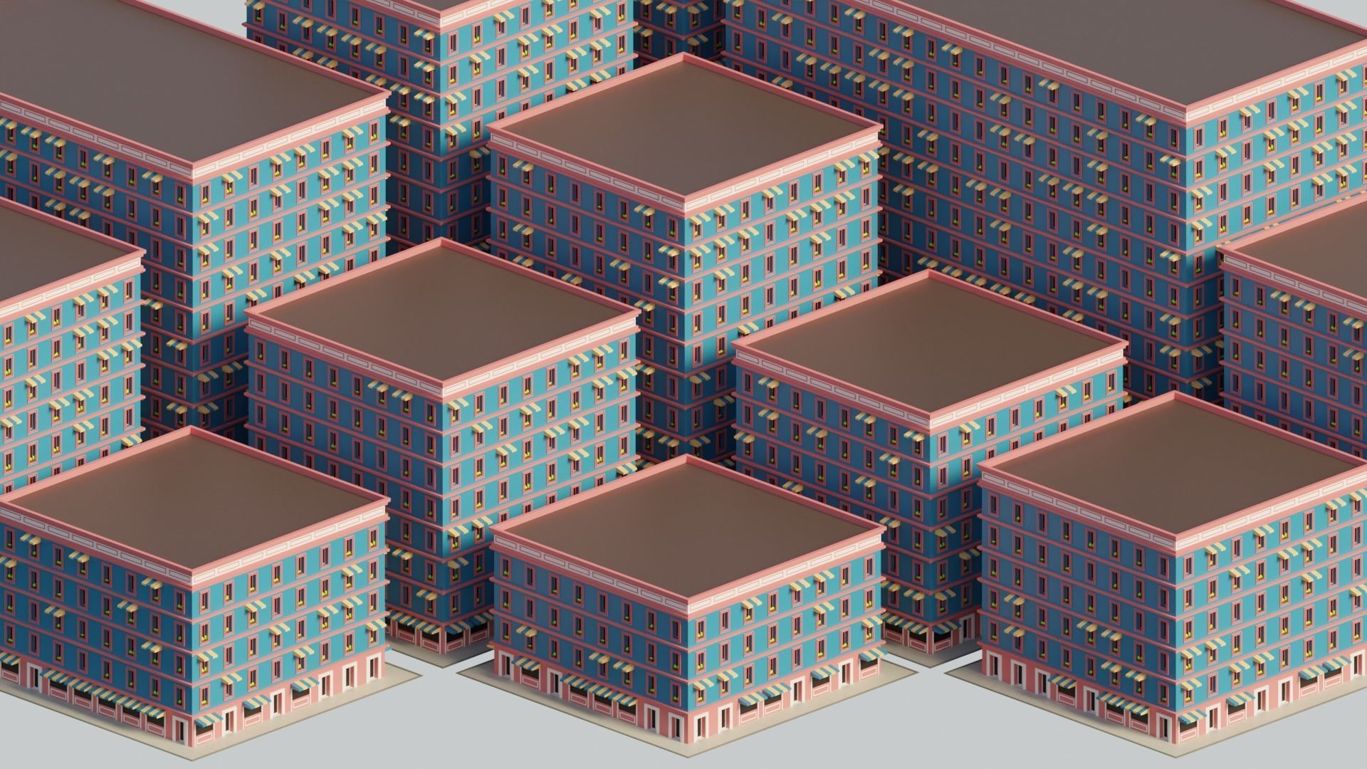 Procedural building Free 3D model_4