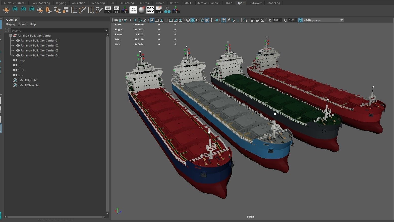 Panamax Bulk Ore Carrier lowpoly Low-poly 3D model_6