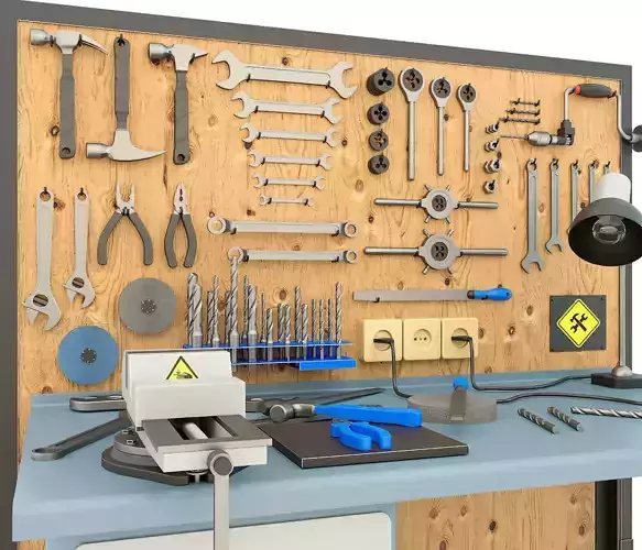 Workbench and garage tools 21 Items - Collection 2 3D model