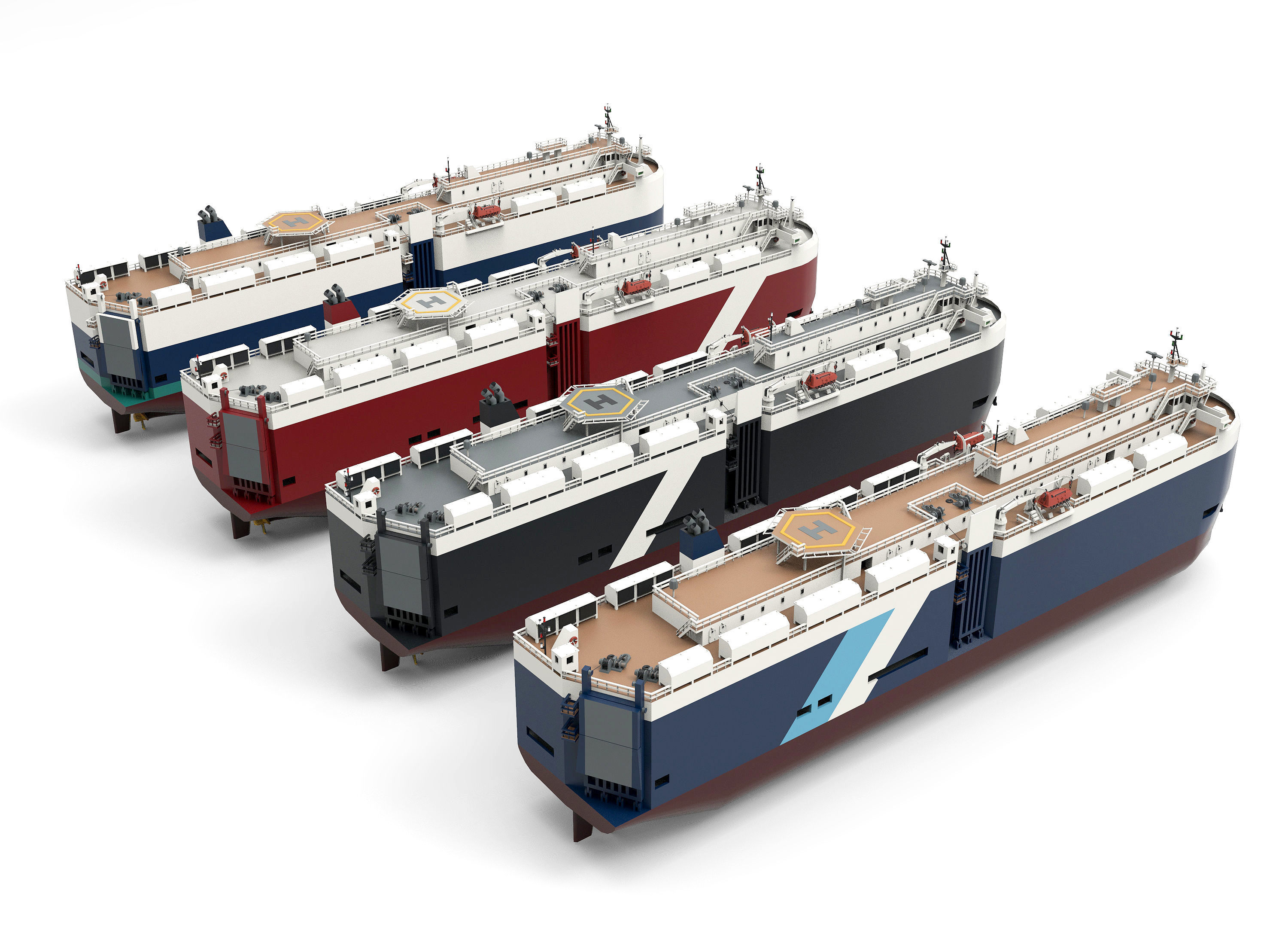 RoRo Car Carrier lowpoly Low-poly 3D model_1