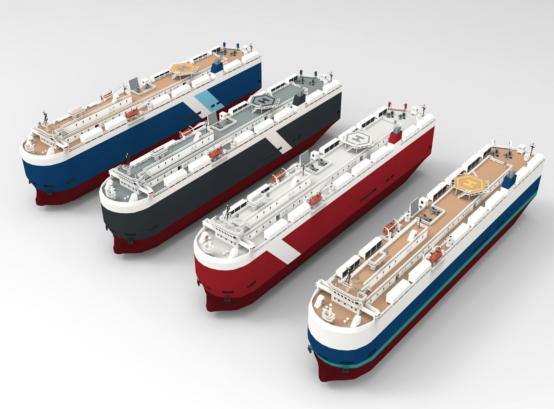 RoRo Car Carrier lowpoly Low-poly 3D model_5