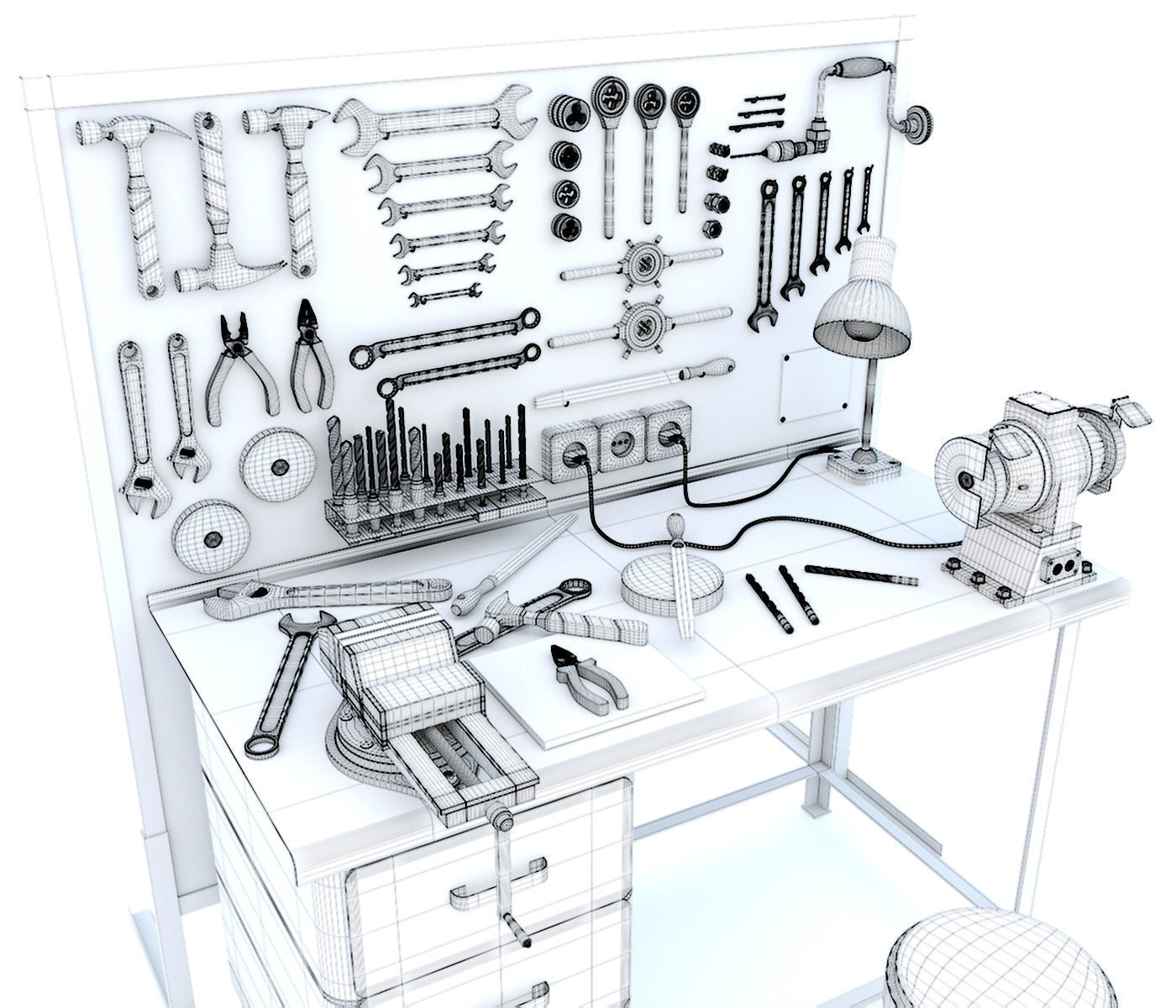 Workbench and garage tools 21 Items - Collection 3 3D model_14