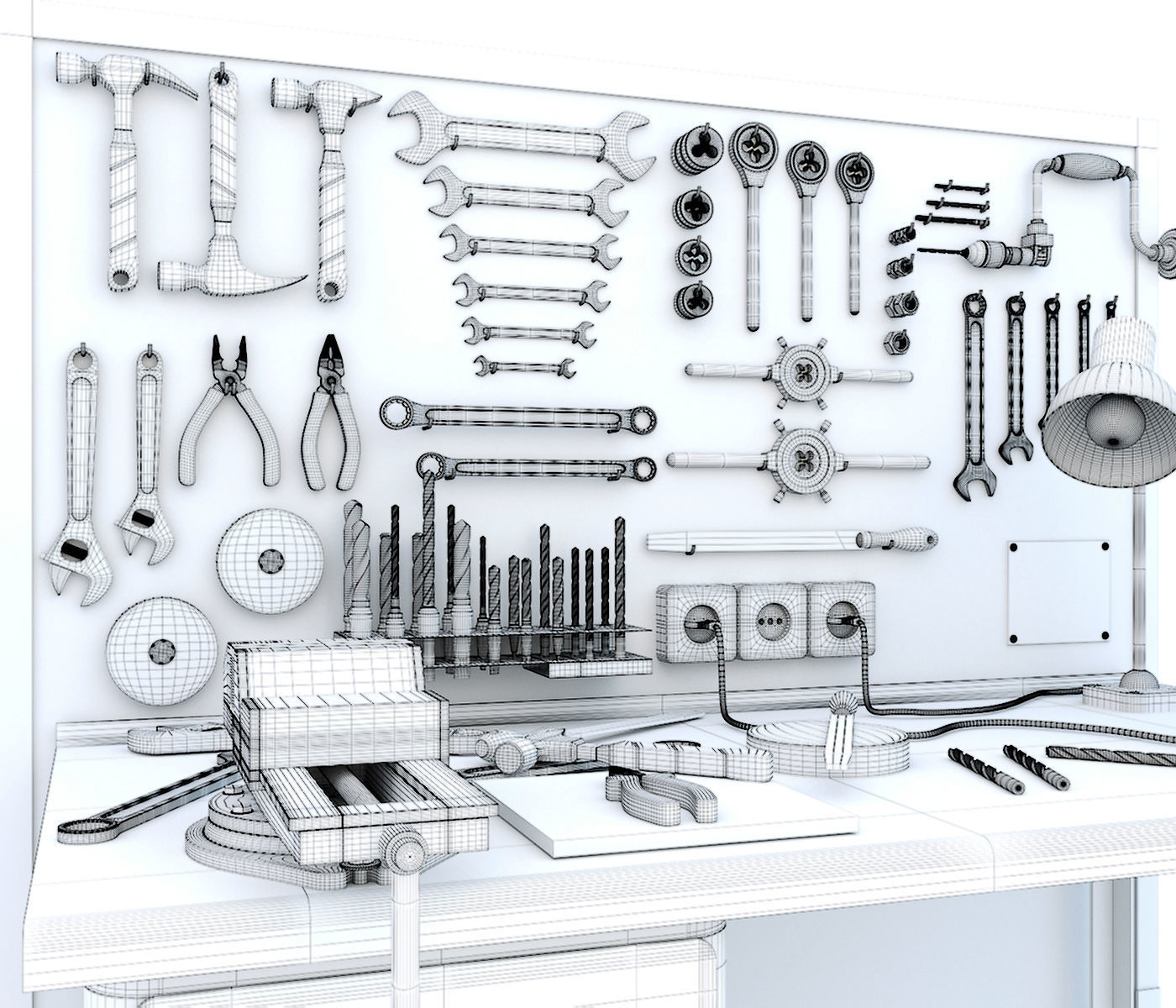 Workbench and garage tools 21 Items - Collection 3 3D model_16