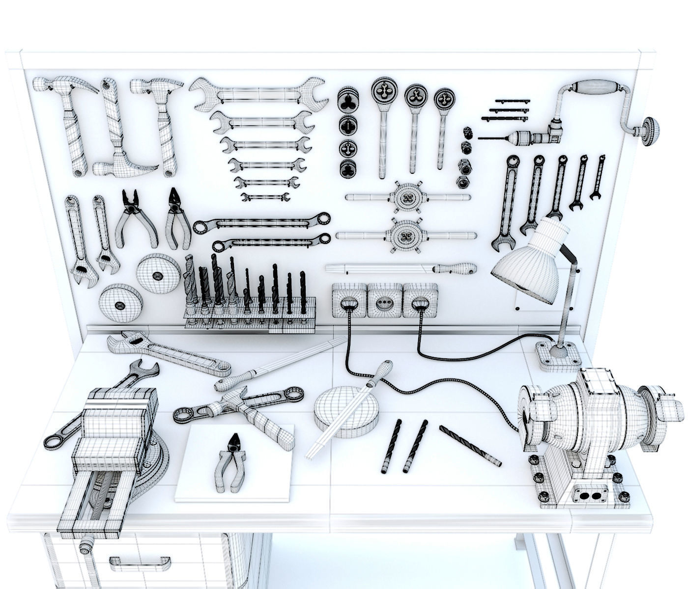 Workbench and garage tools 21 Items - Collection 3 3D model_15