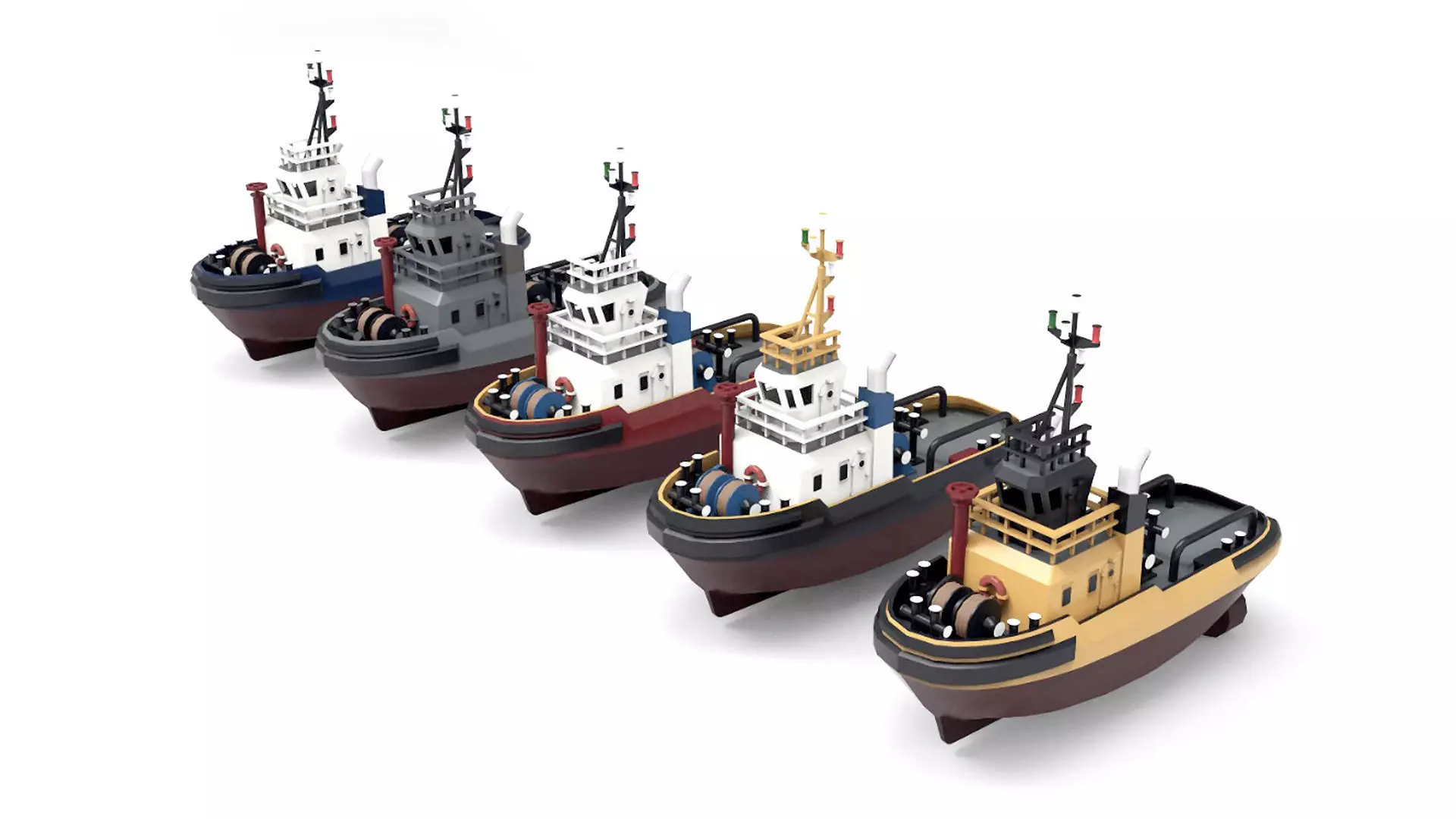 Tug Boat Low-poly 3D model