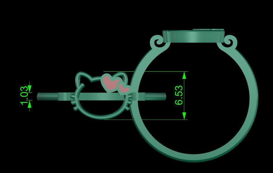 Hello Kitty Ring 3D model 3D printable | CGTrader
