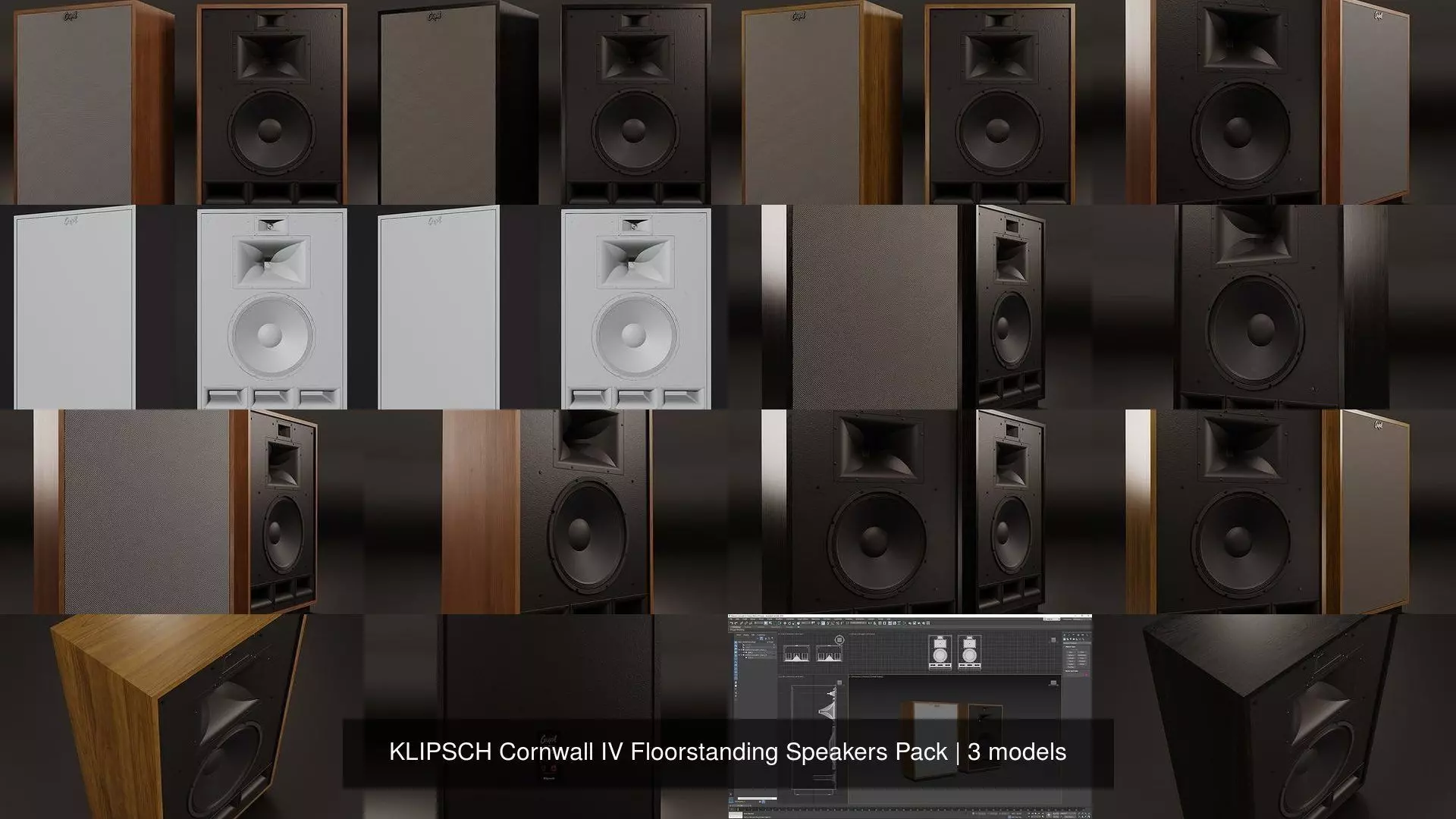 KLIPSCH Cornwall IV Floorstanding Speakers Pack 3D Model Collection_0