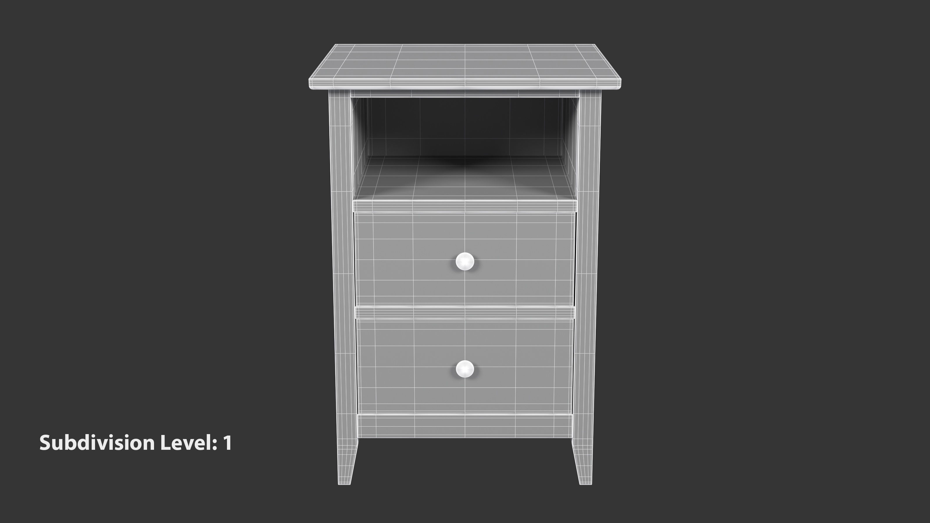 Wooden Bedside Table 3D model_9