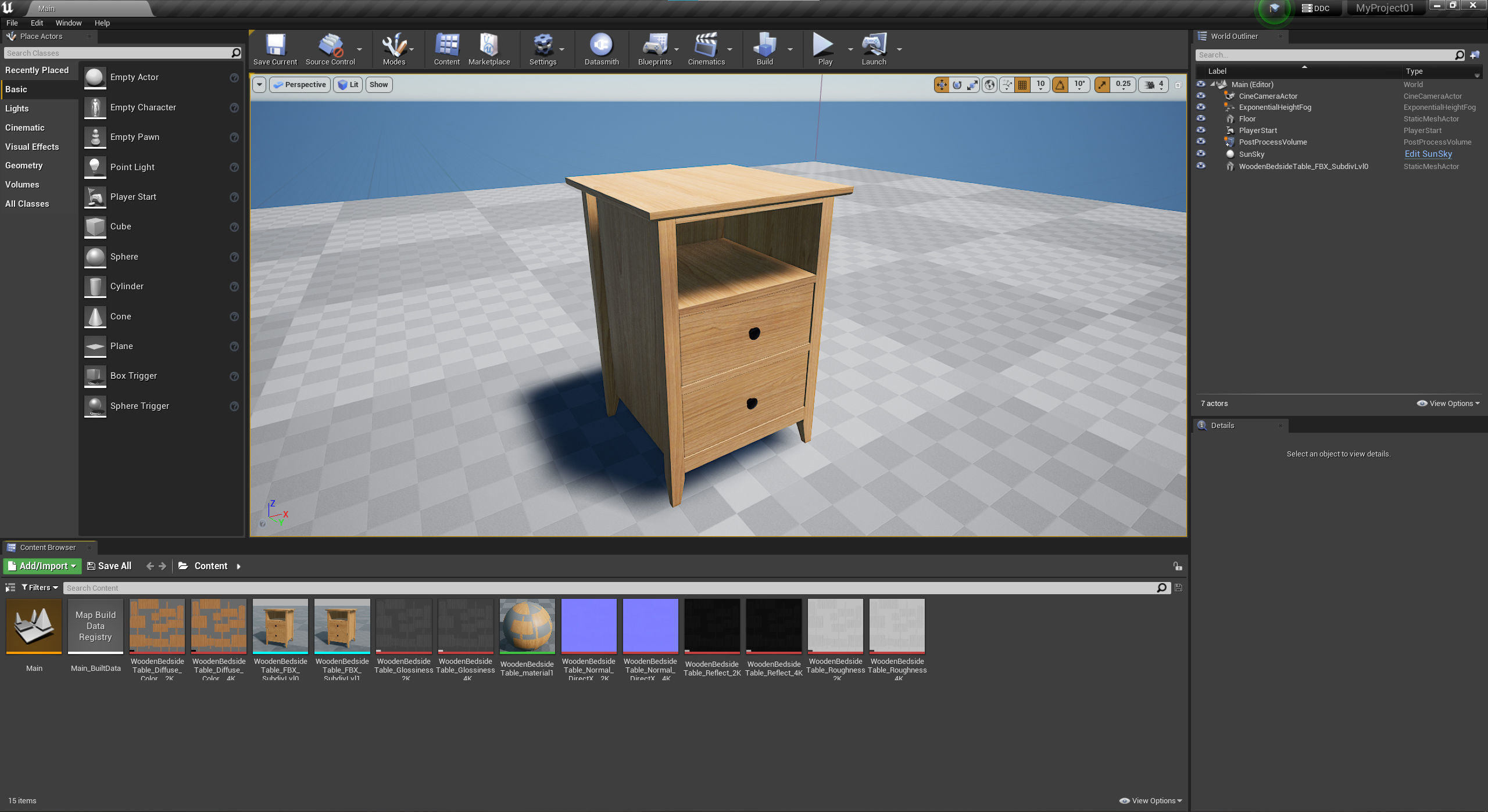 Wooden Bedside Table 3D model_24