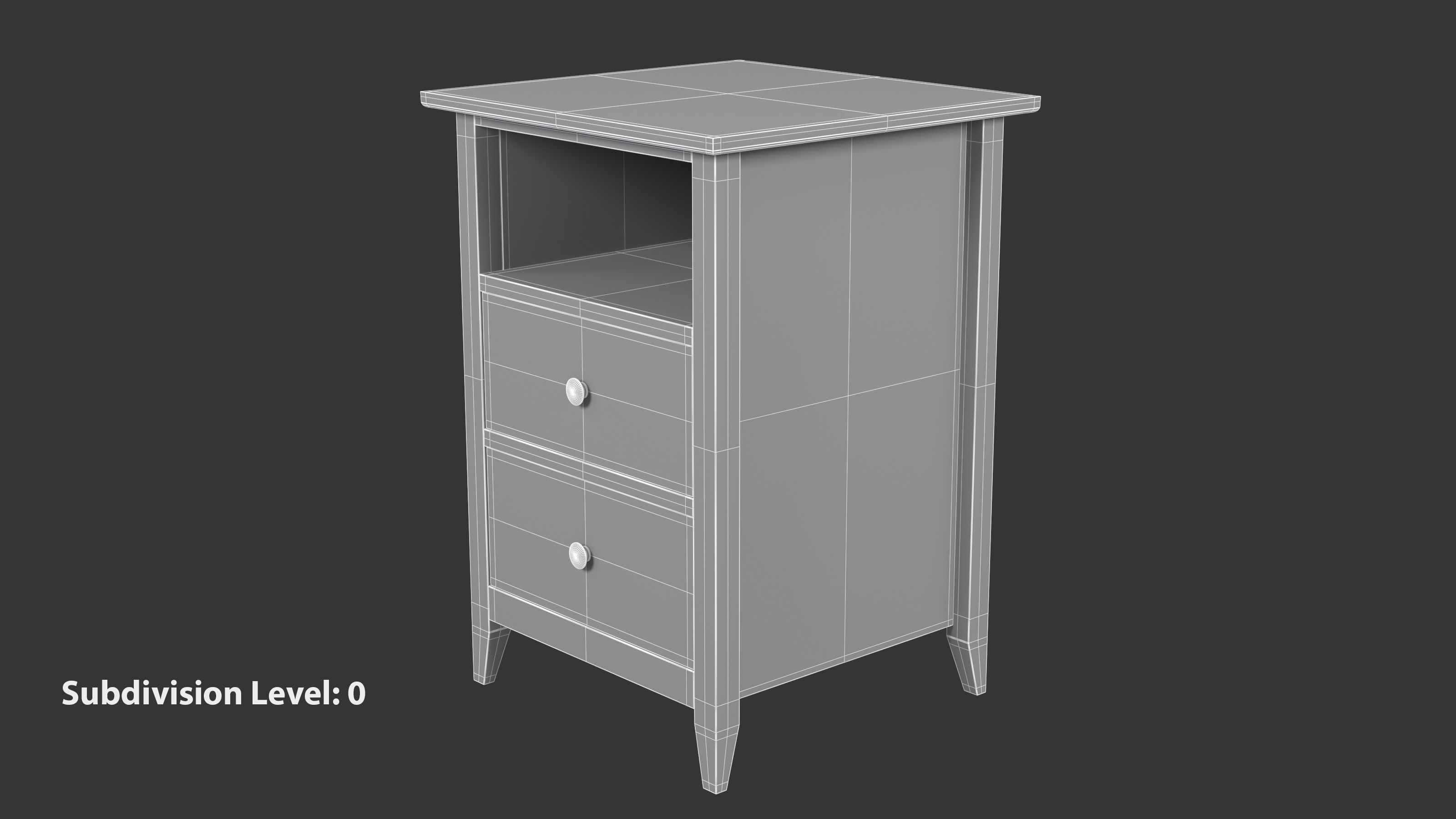 Wooden Bedside Table 3D model_14
