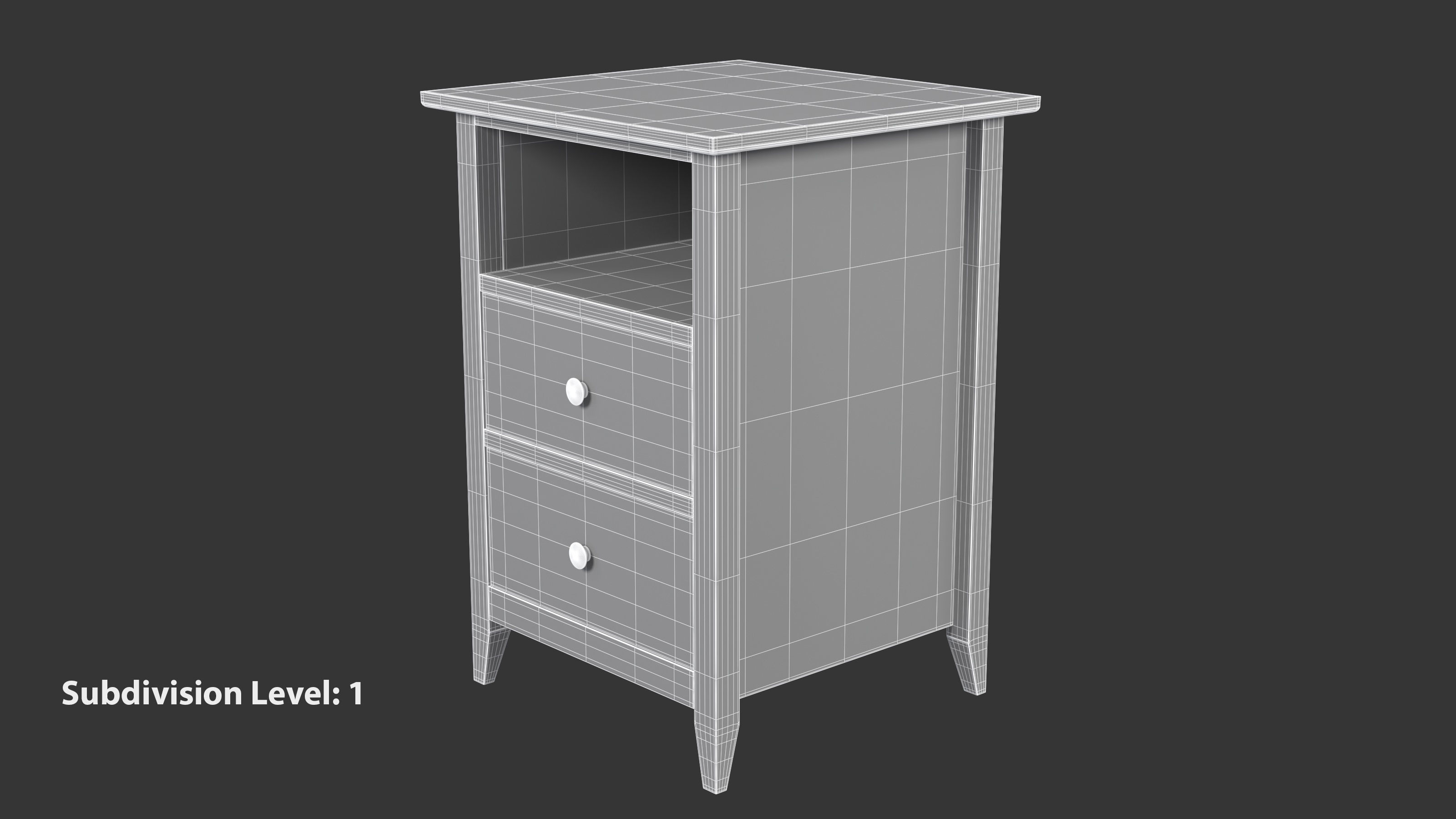 Wooden Bedside Table 3D model_15