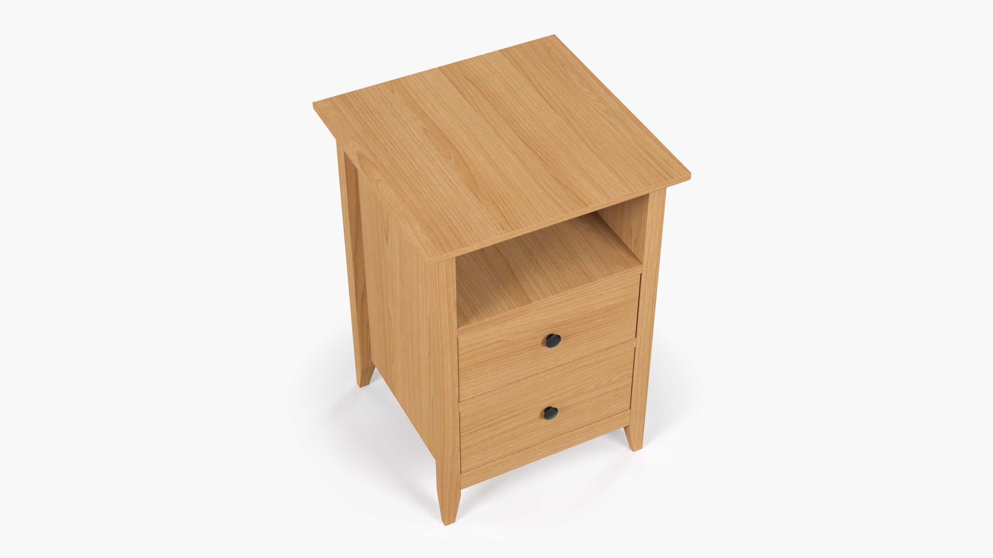 Wooden Bedside Table 3D model_4