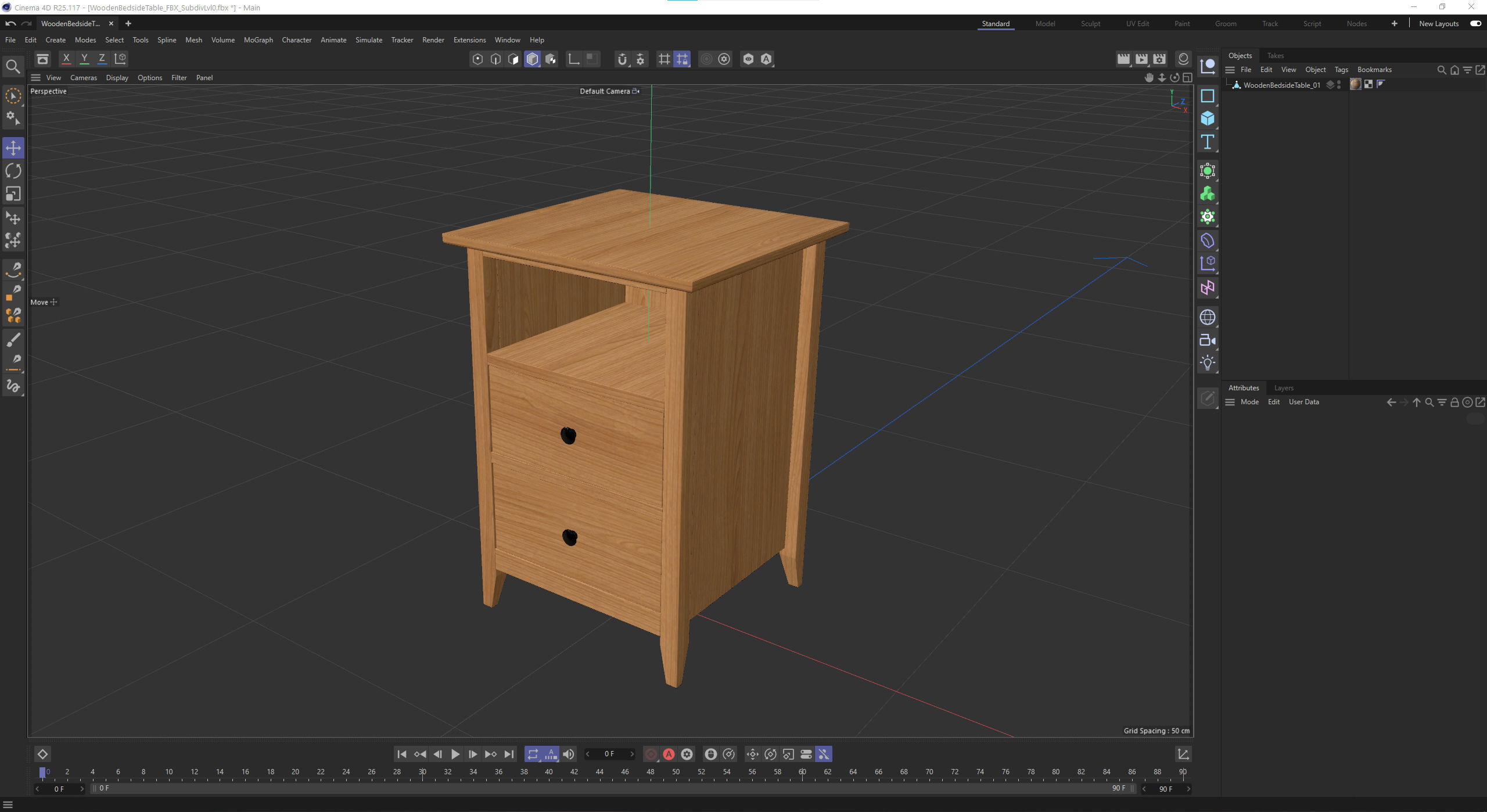 Wooden Bedside Table 3D model_21