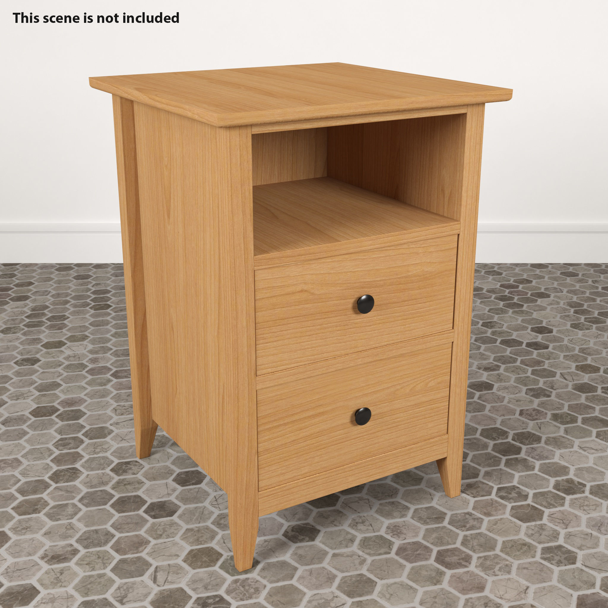 Wooden Bedside Table 3D model_7