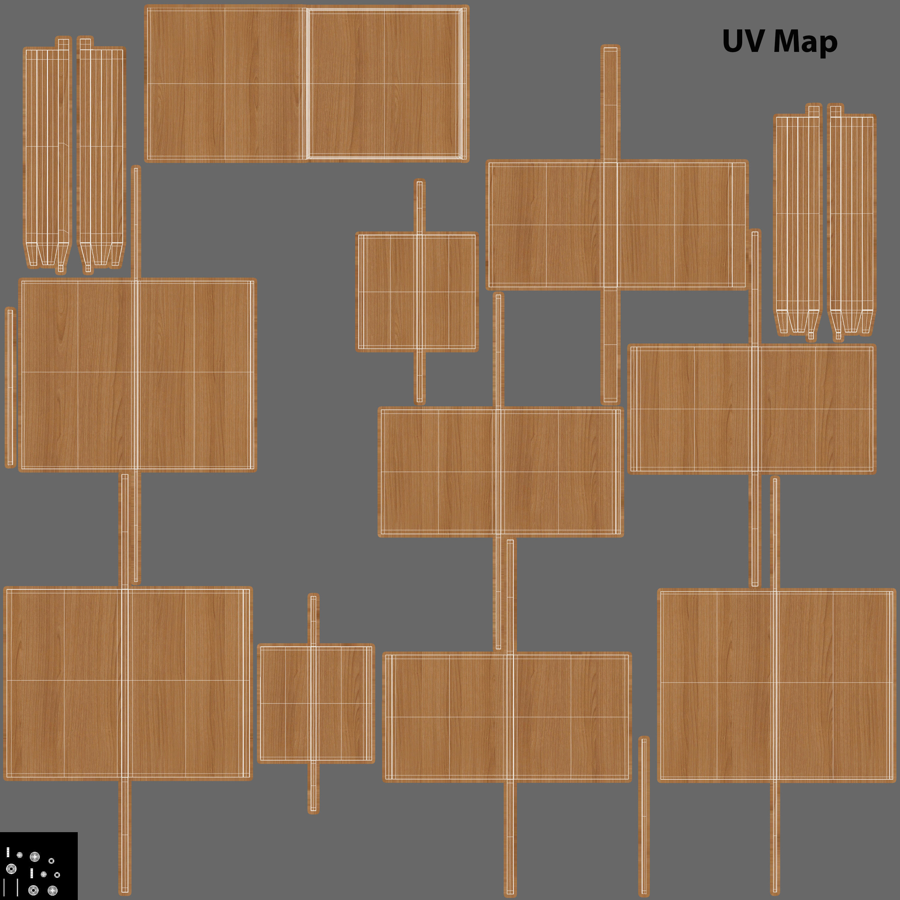 Wooden Bedside Table 3D model_17