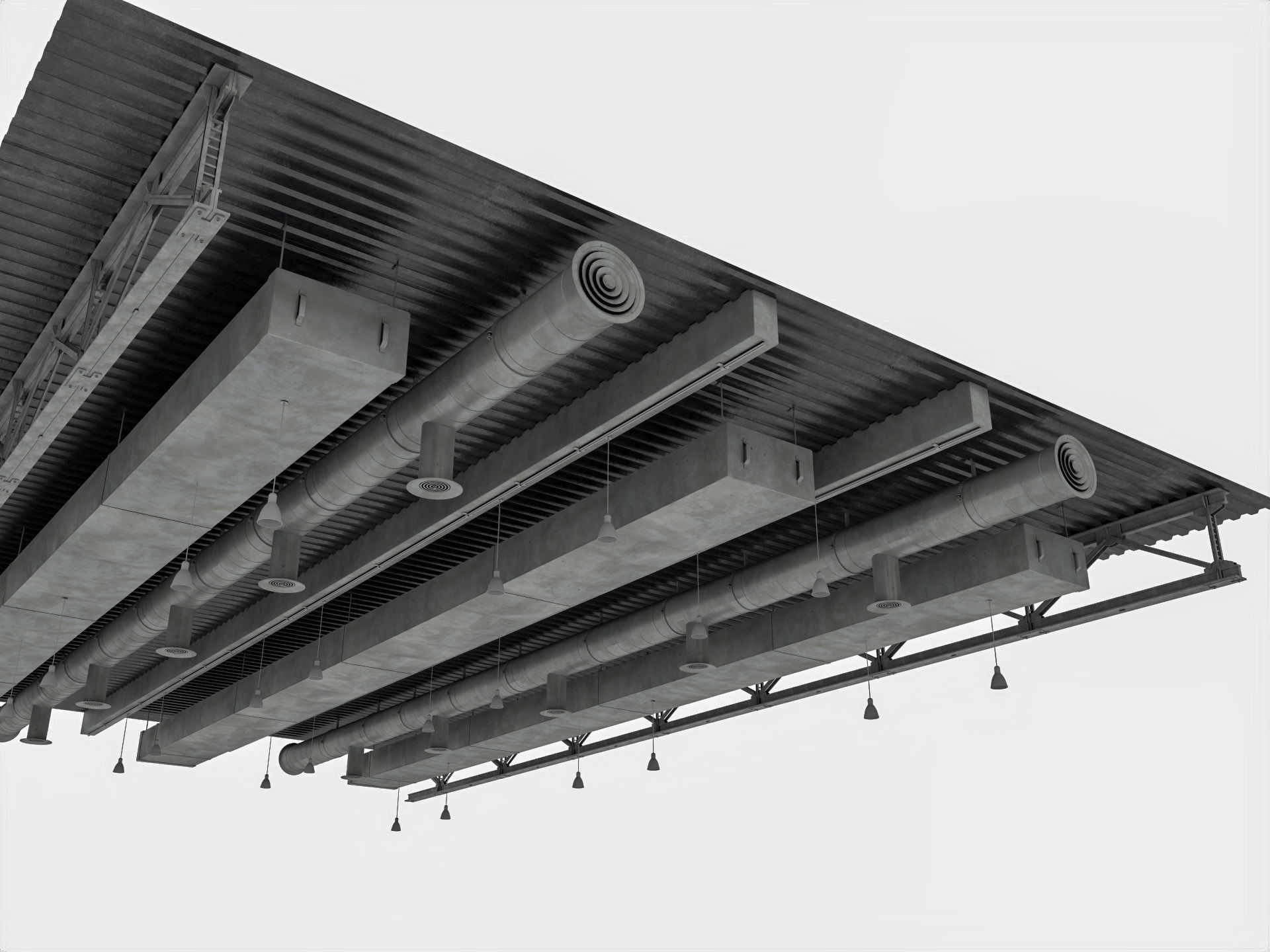 Ceiling Ventilation Pipes 3D model_4