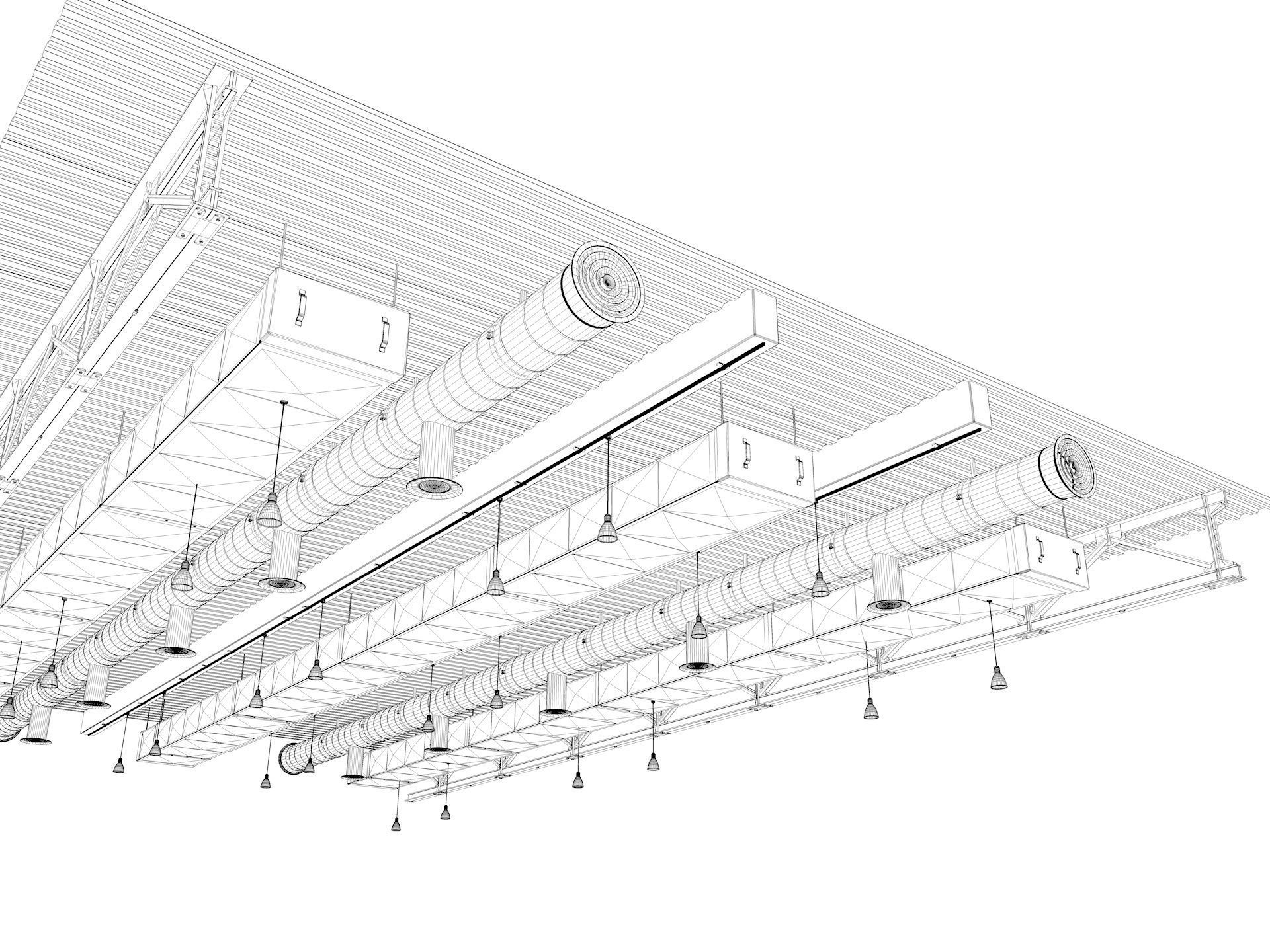 Ceiling Ventilation Pipes 3D model_11