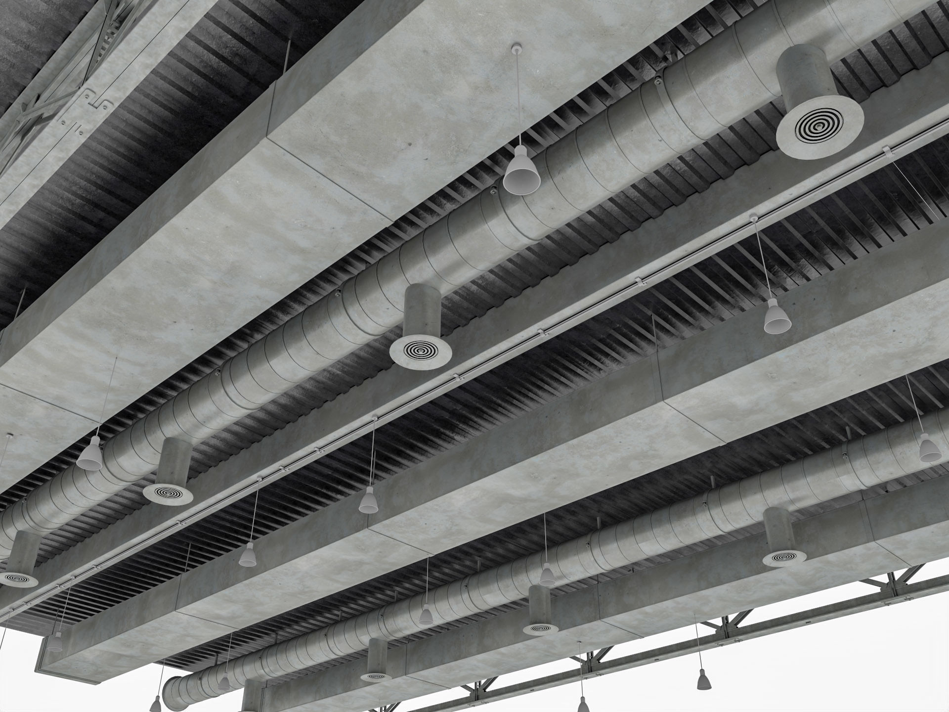 Ceiling Ventilation Pipes 3D model_2