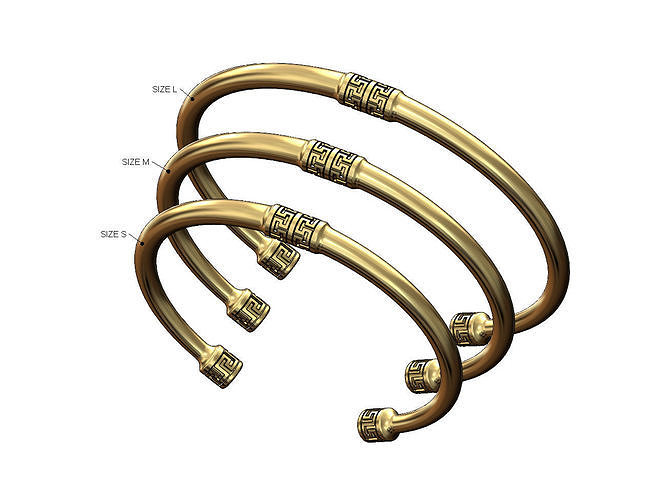 Greek key ornaments cuff bracelet Sizes S M L 3D print model