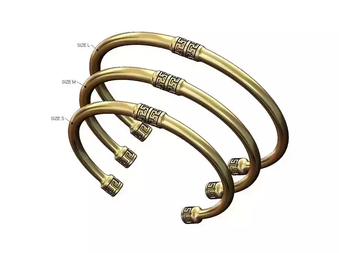 Greek key ornaments cuff bracelet Sizes S M L