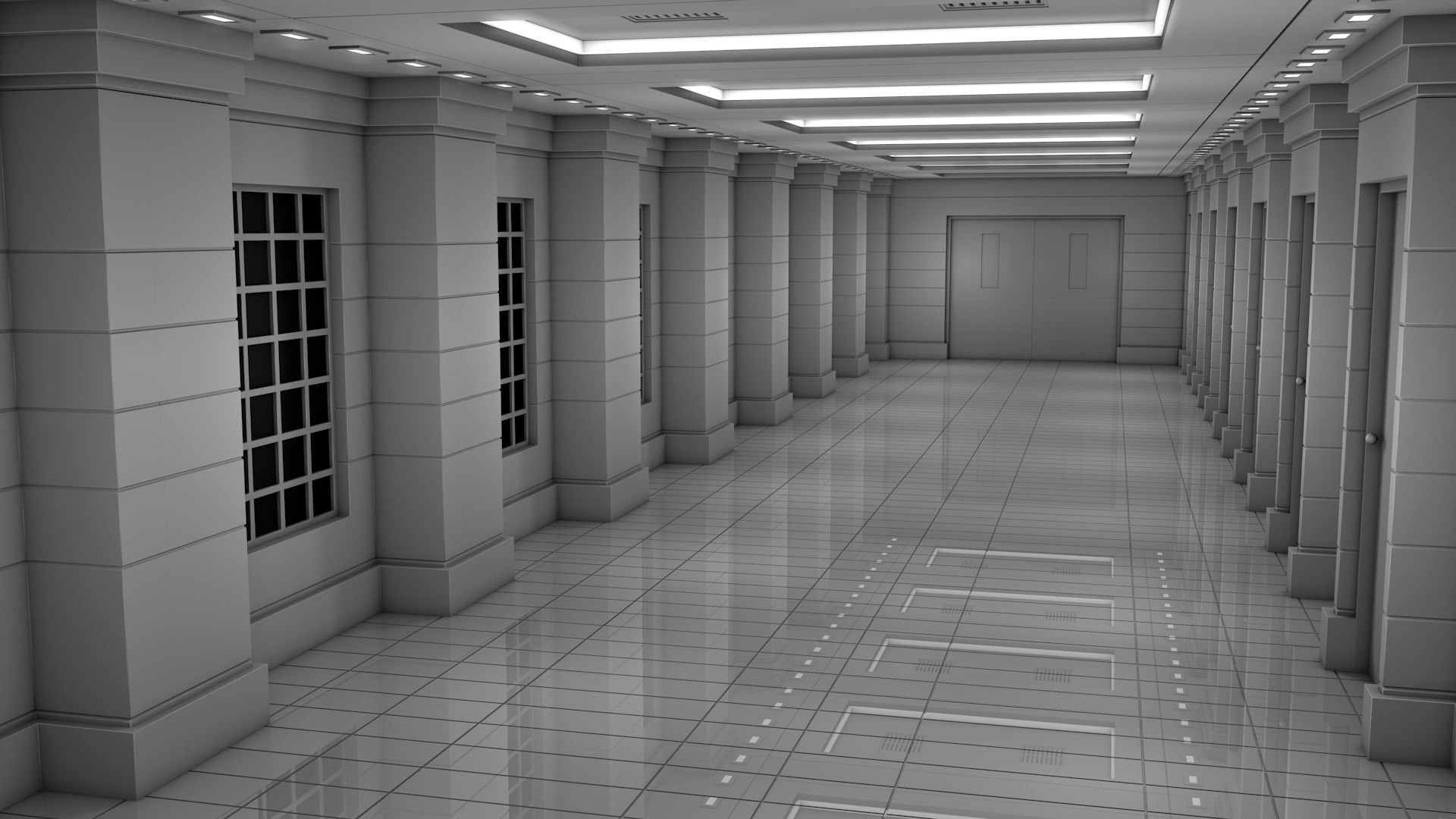 Apartment Hallway 3D model_2