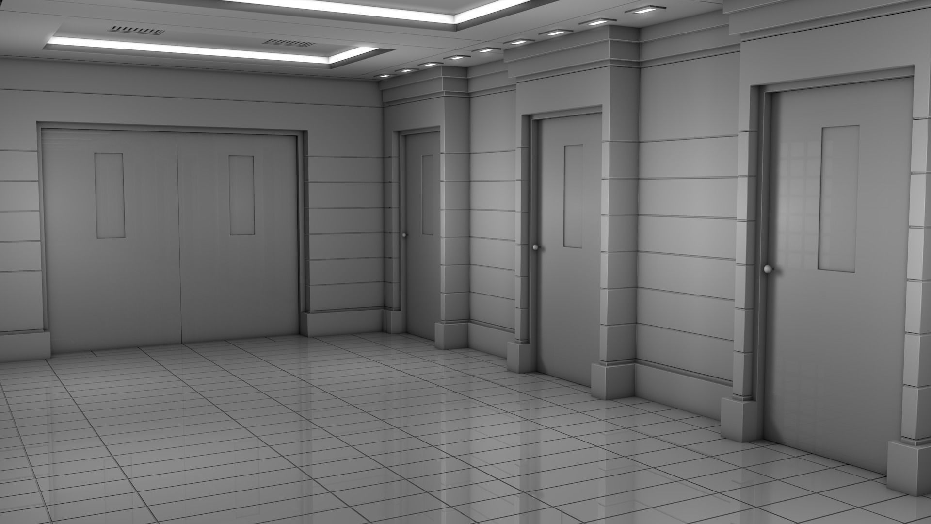 Apartment Hallway 3D model_5