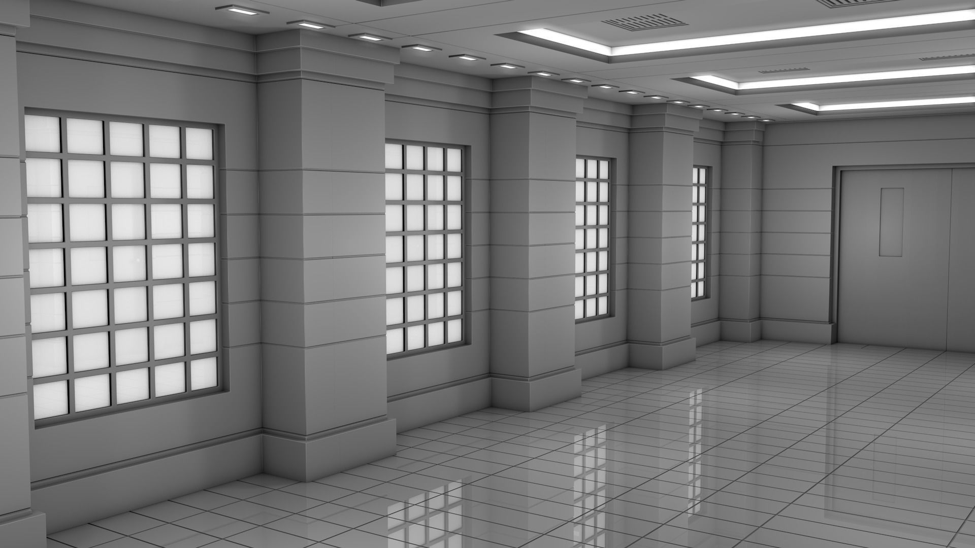 Apartment Hallway 3D model_4