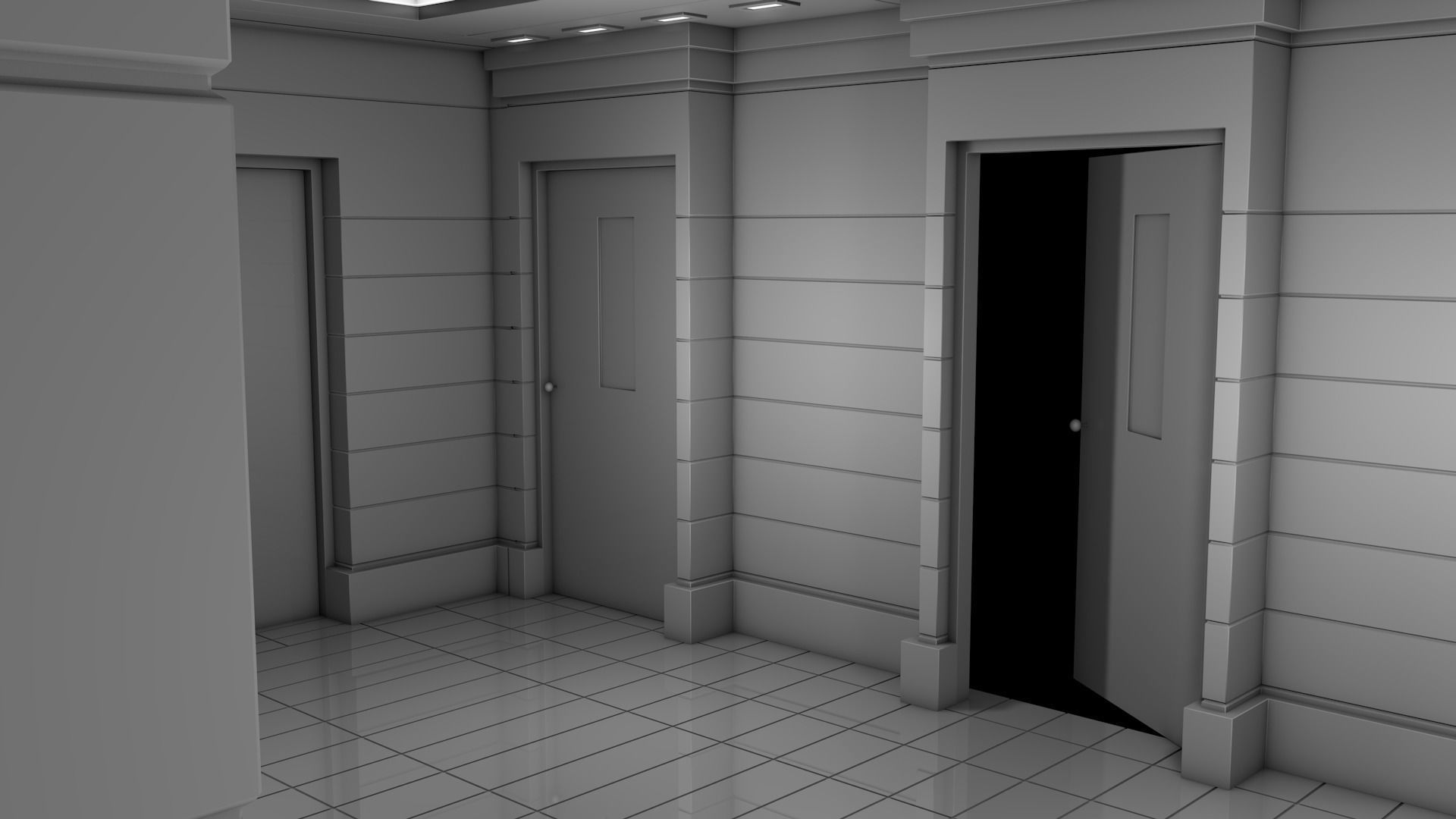 Apartment Hallway 3D model_7