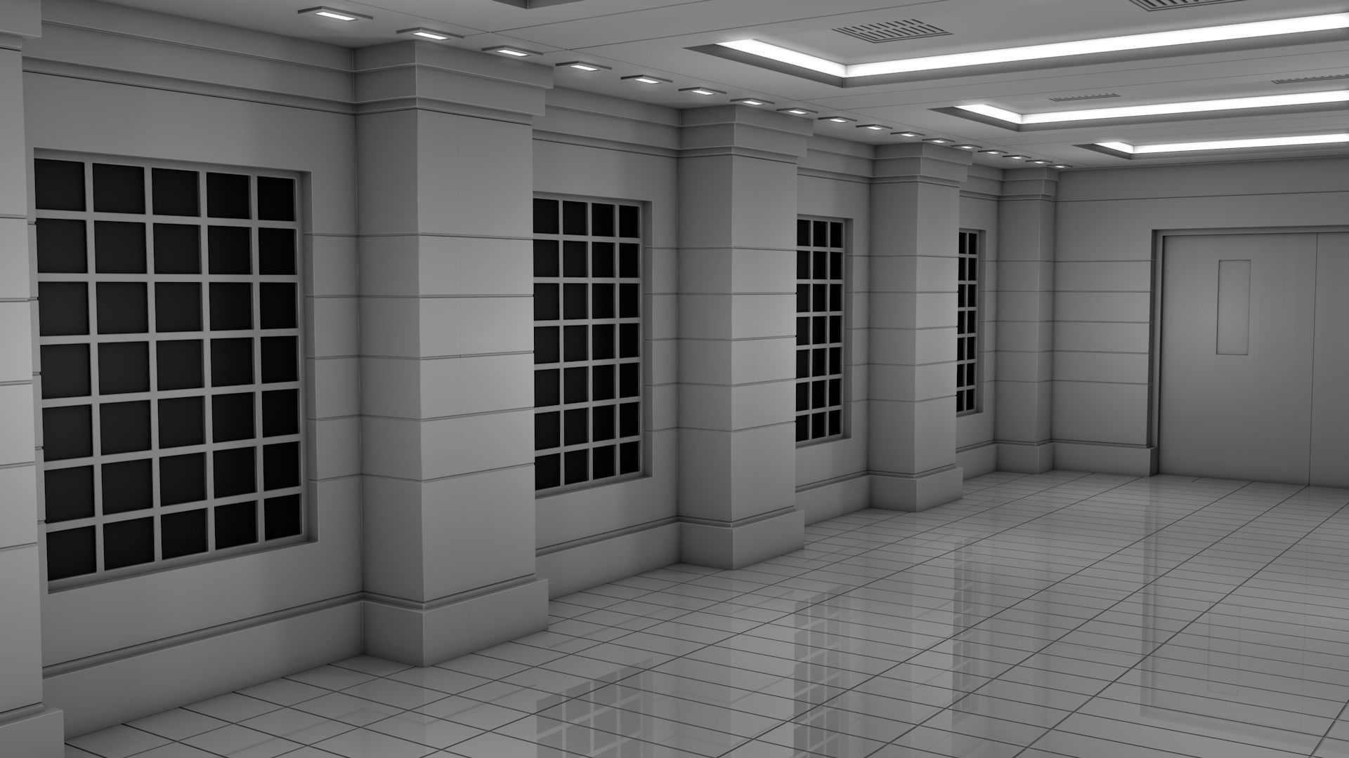 Apartment Hallway 3D model_3
