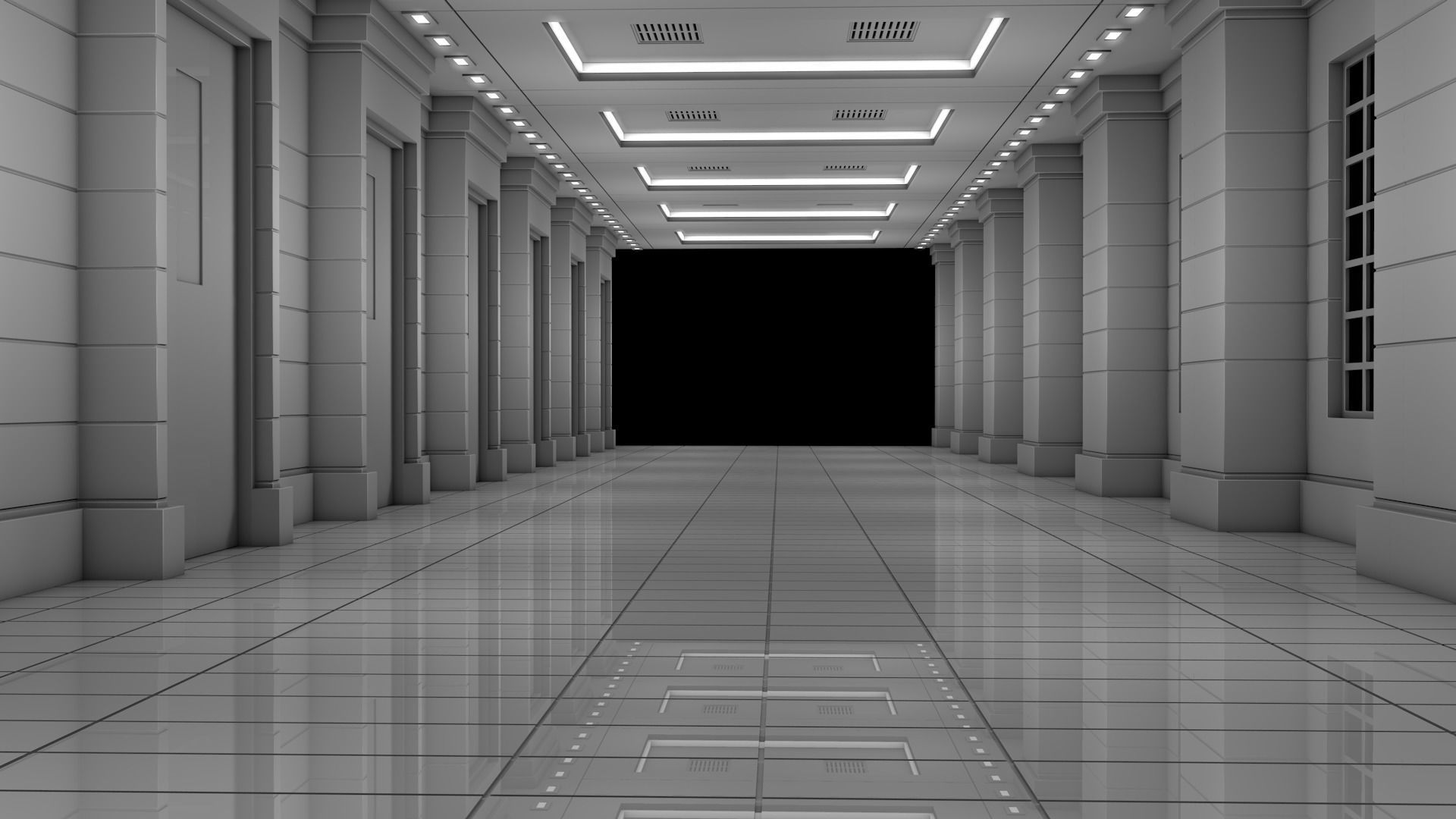 Apartment Hallway 3D model_8