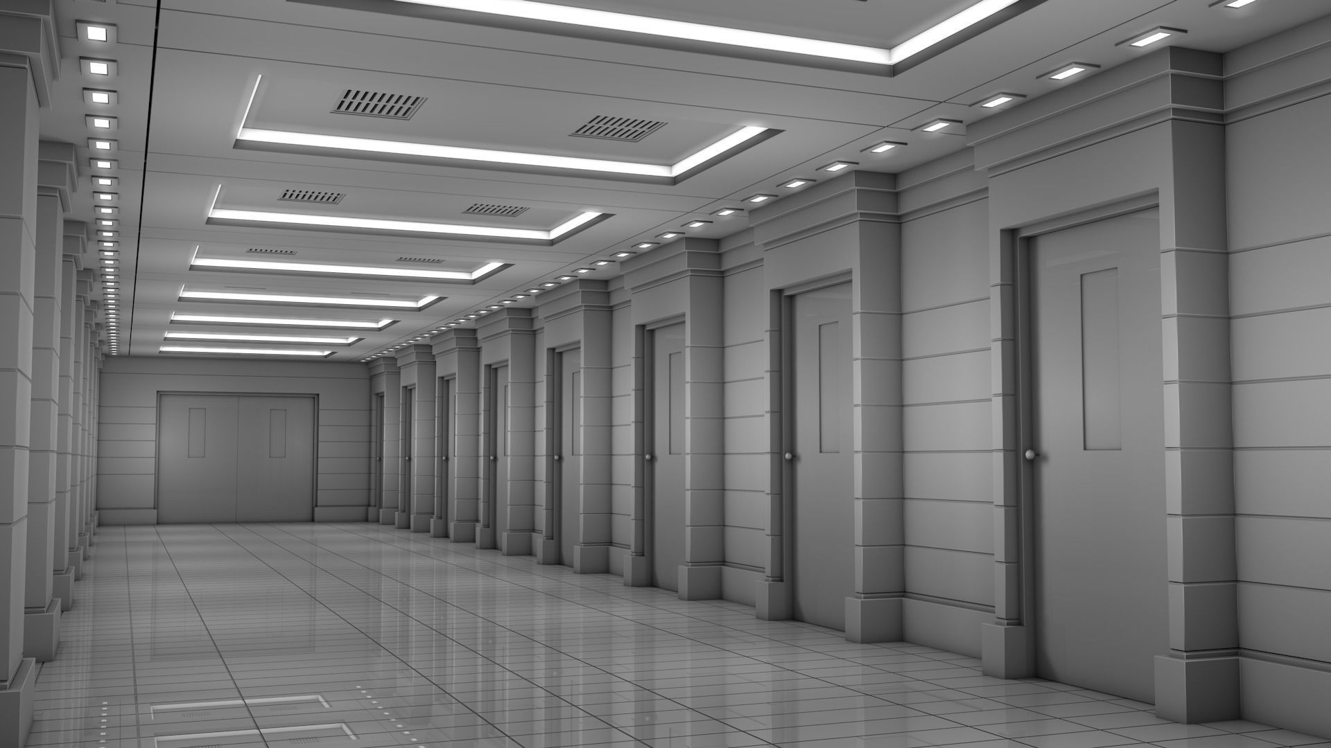 Apartment Hallway 3D model_1