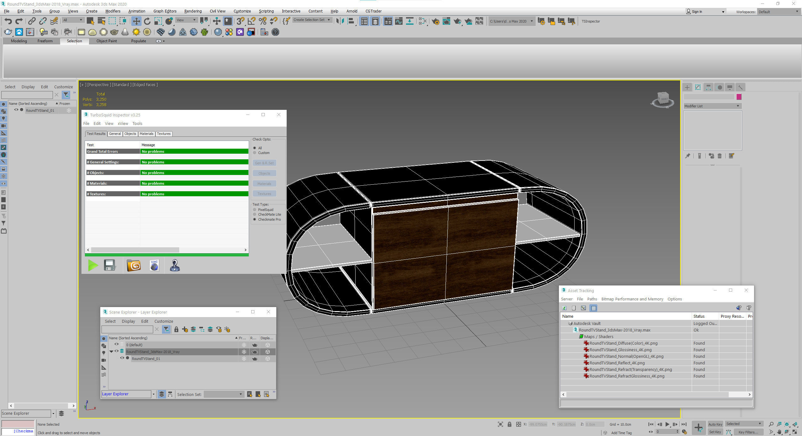 Round TV Stand Low-poly 3D model_16
