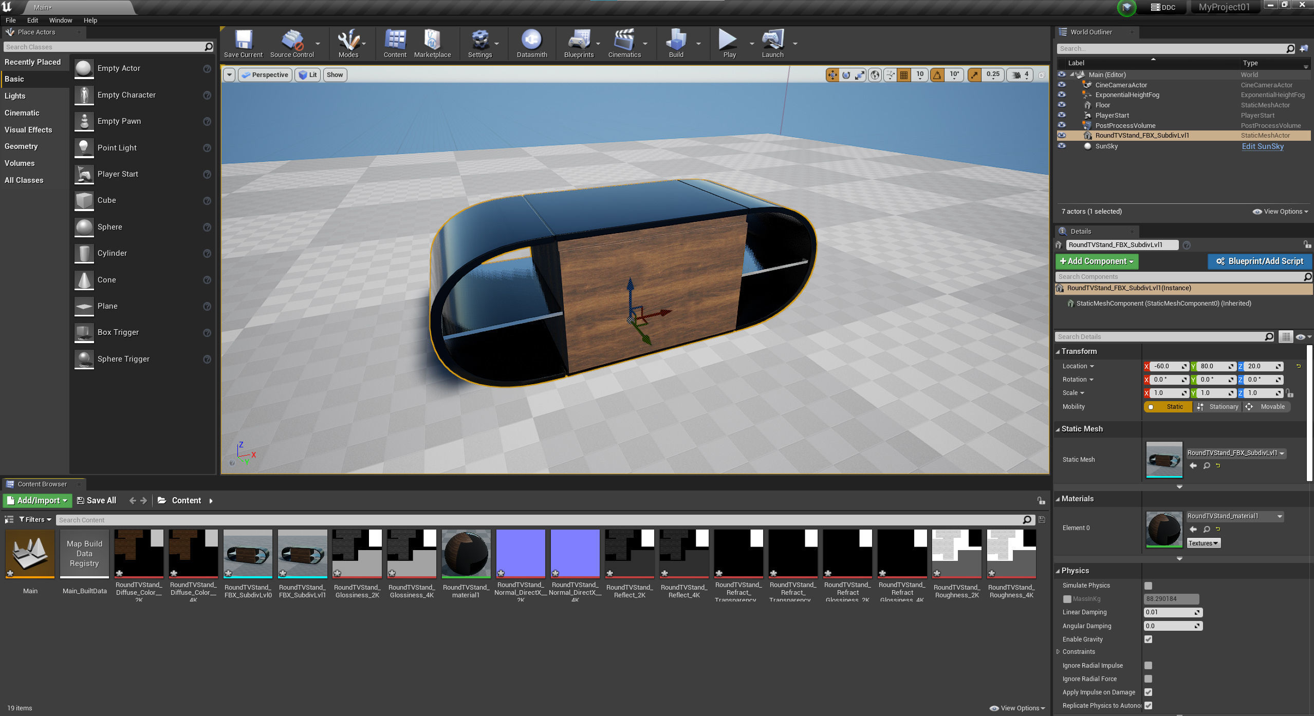 Round TV Stand Low-poly 3D model_20