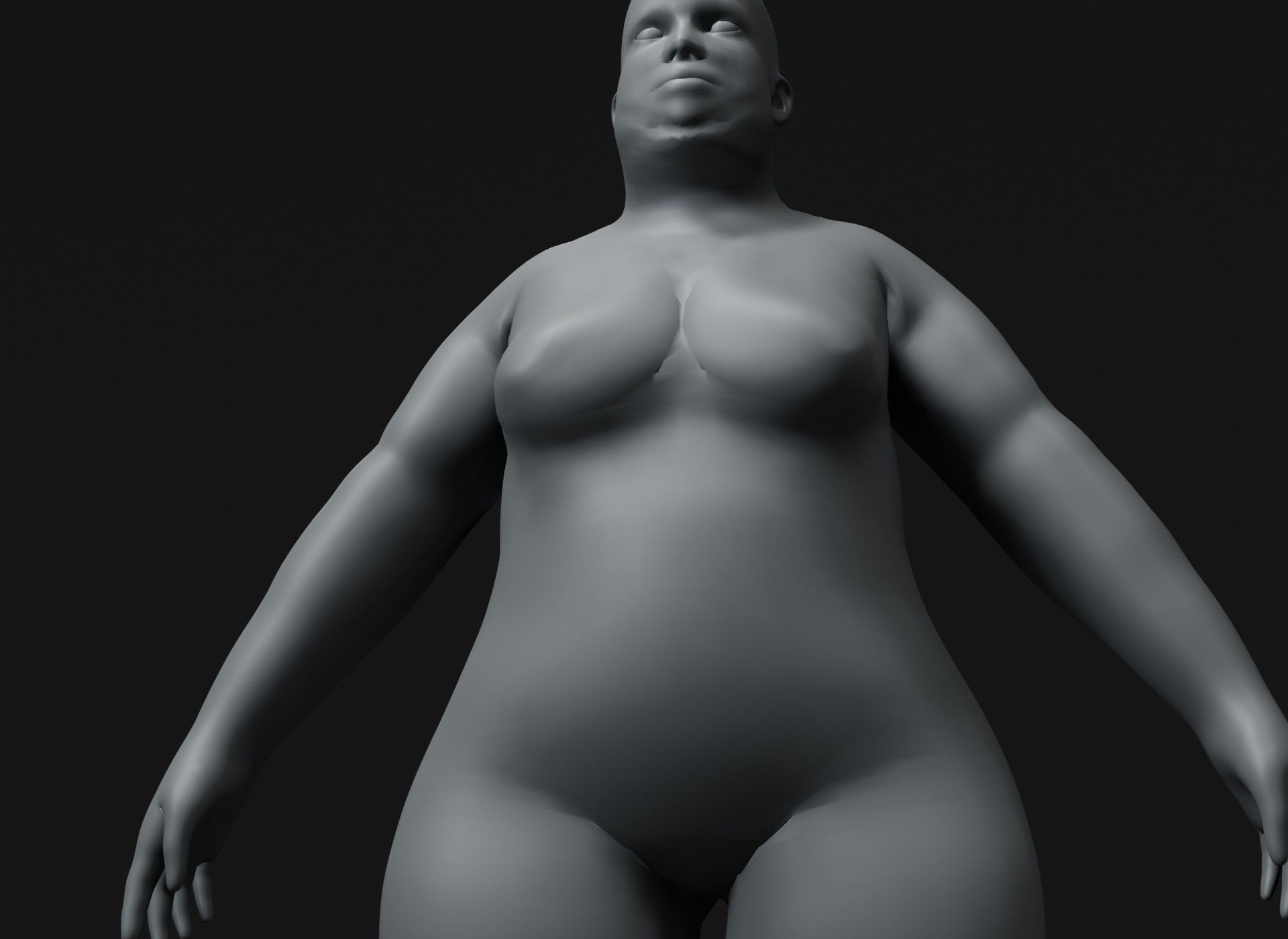 Female Body Fat Base Mesh Animated and Rigged 3D Model 20k Poly Low-poly 3D model_11