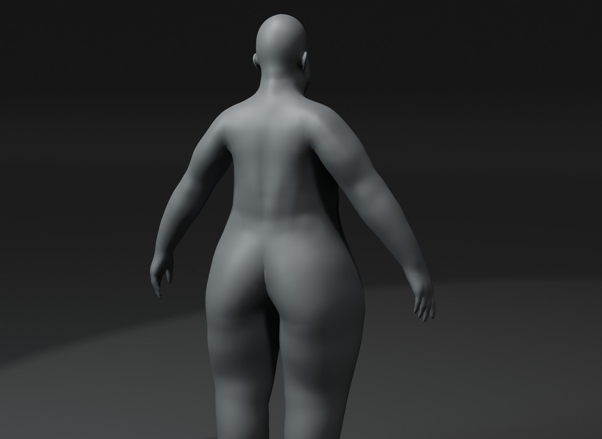 Female Body Fat Base Mesh Animated and Rigged 3D Model 20k Poly Low-poly 3D model_8