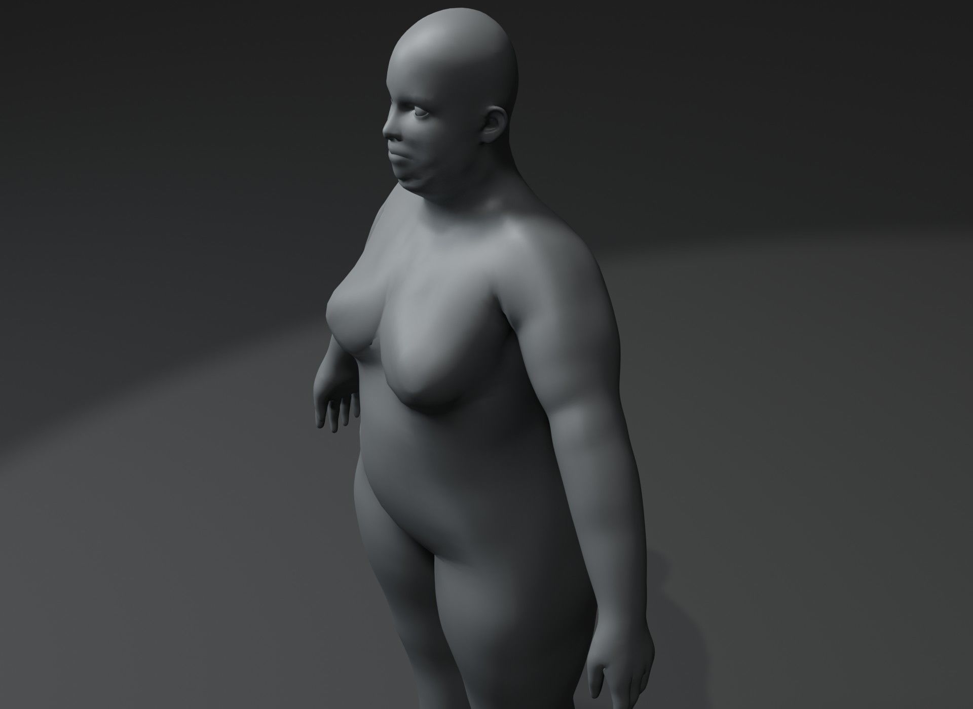 Female Body Fat Base Mesh Animated and Rigged 3D Model 20k Poly Low-poly 3D model_12
