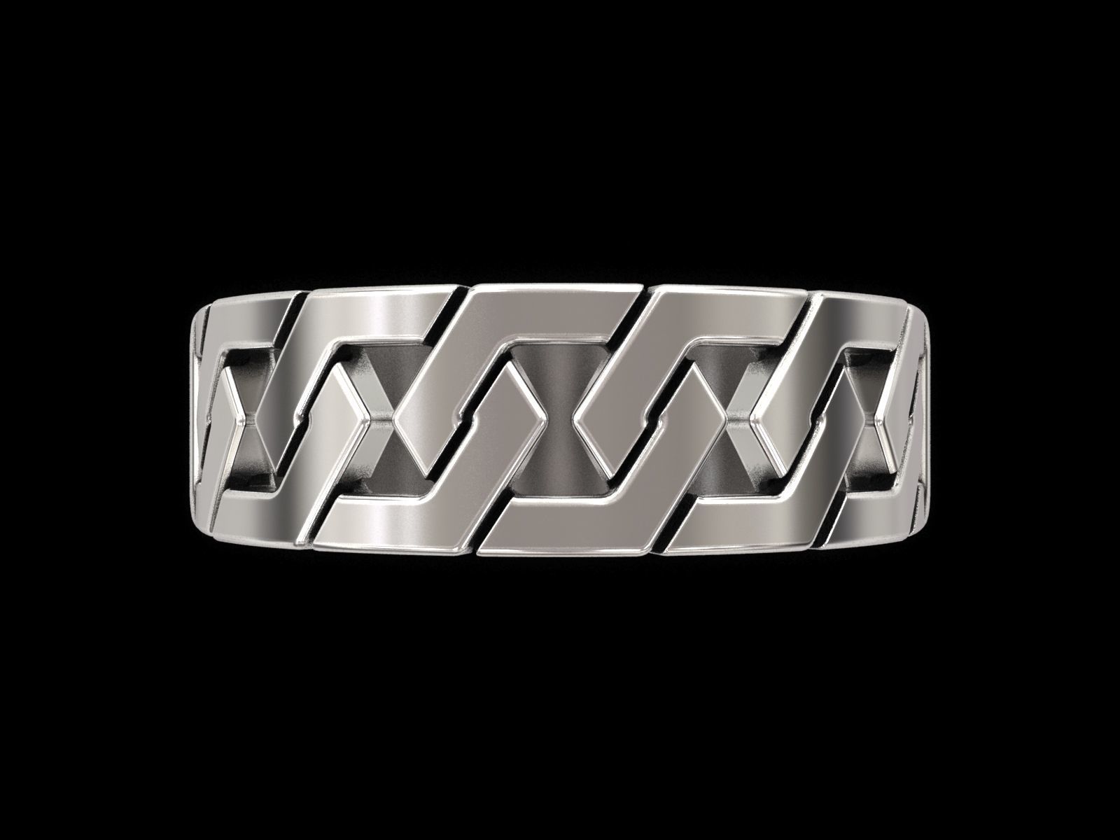 Hexagonal Cuban Chain Ring V2 3D print model_9