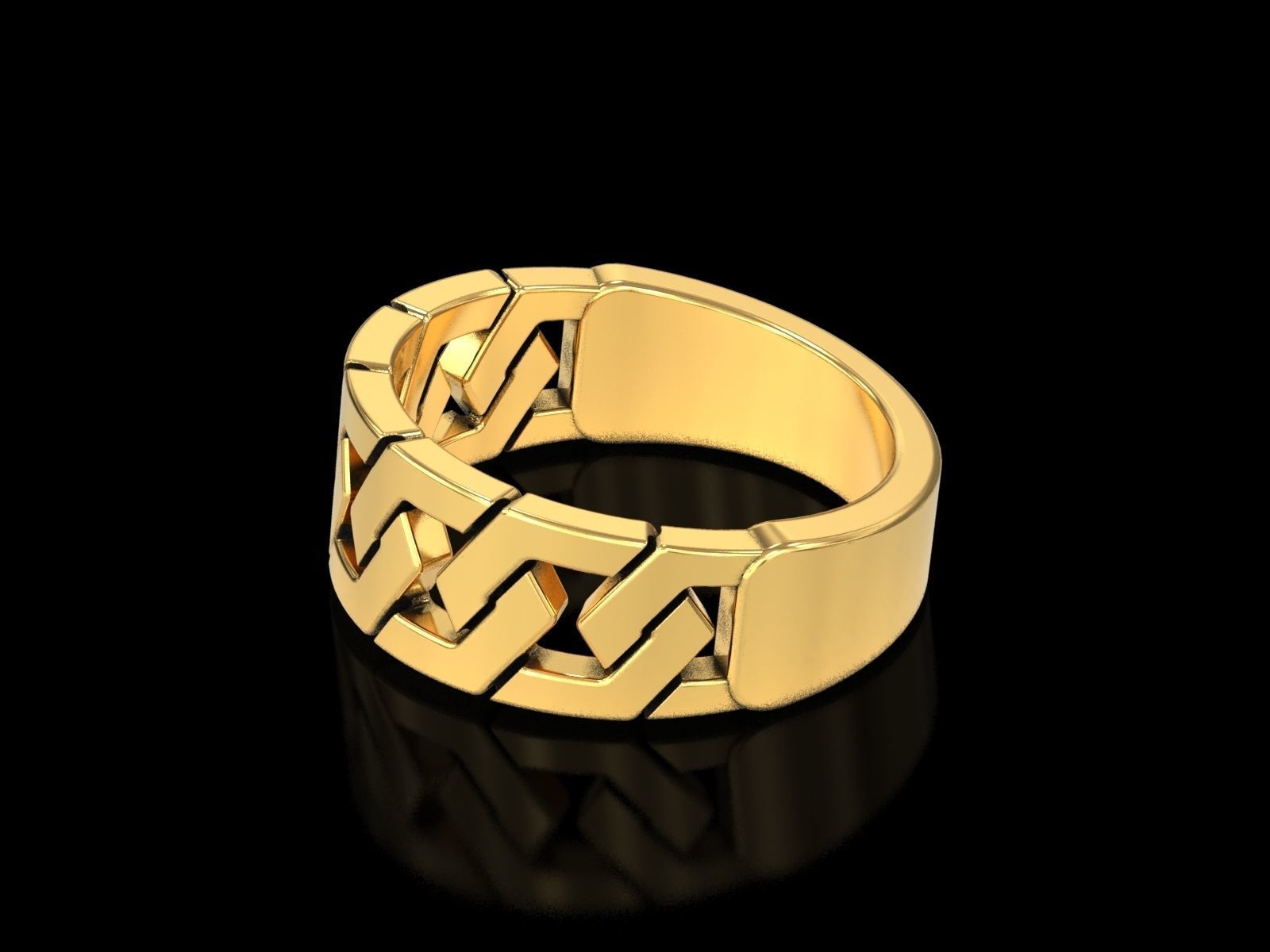 Hexagonal Cuban Chain Ring V2 3D print model_4
