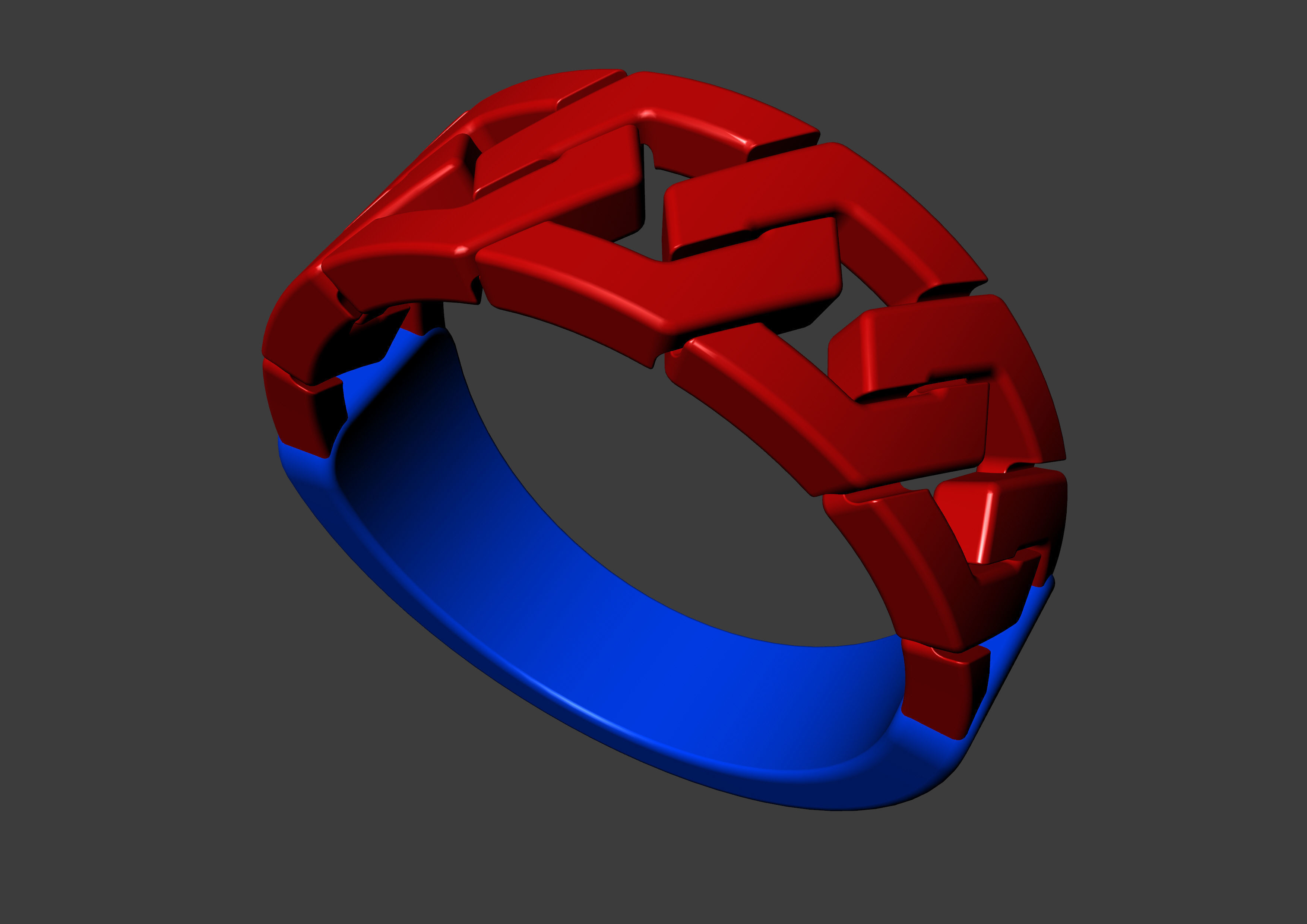 Hexagonal Cuban Chain Ring V2 3D print model_24