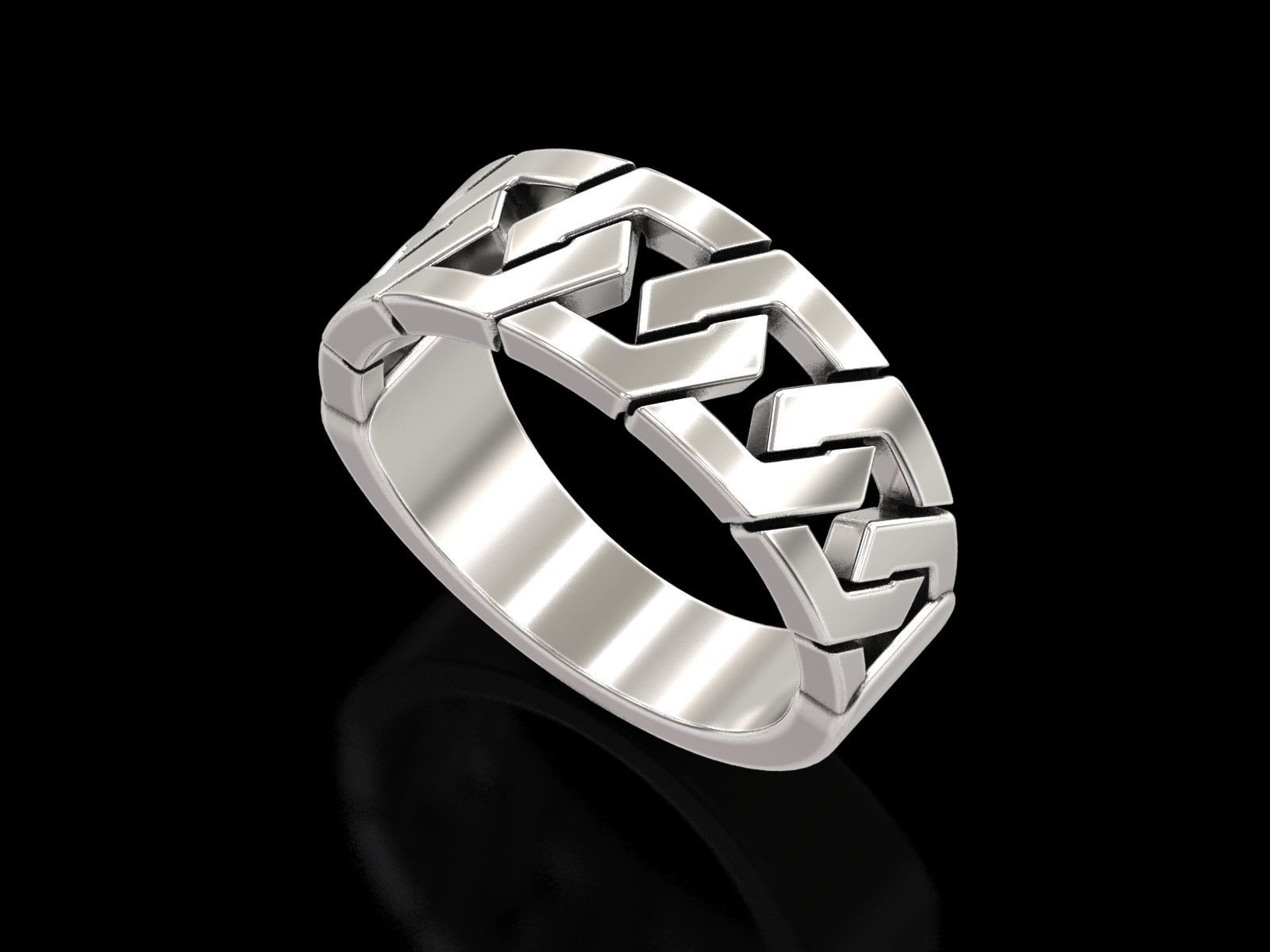 Hexagonal Cuban Chain Ring V2 3D print model_1