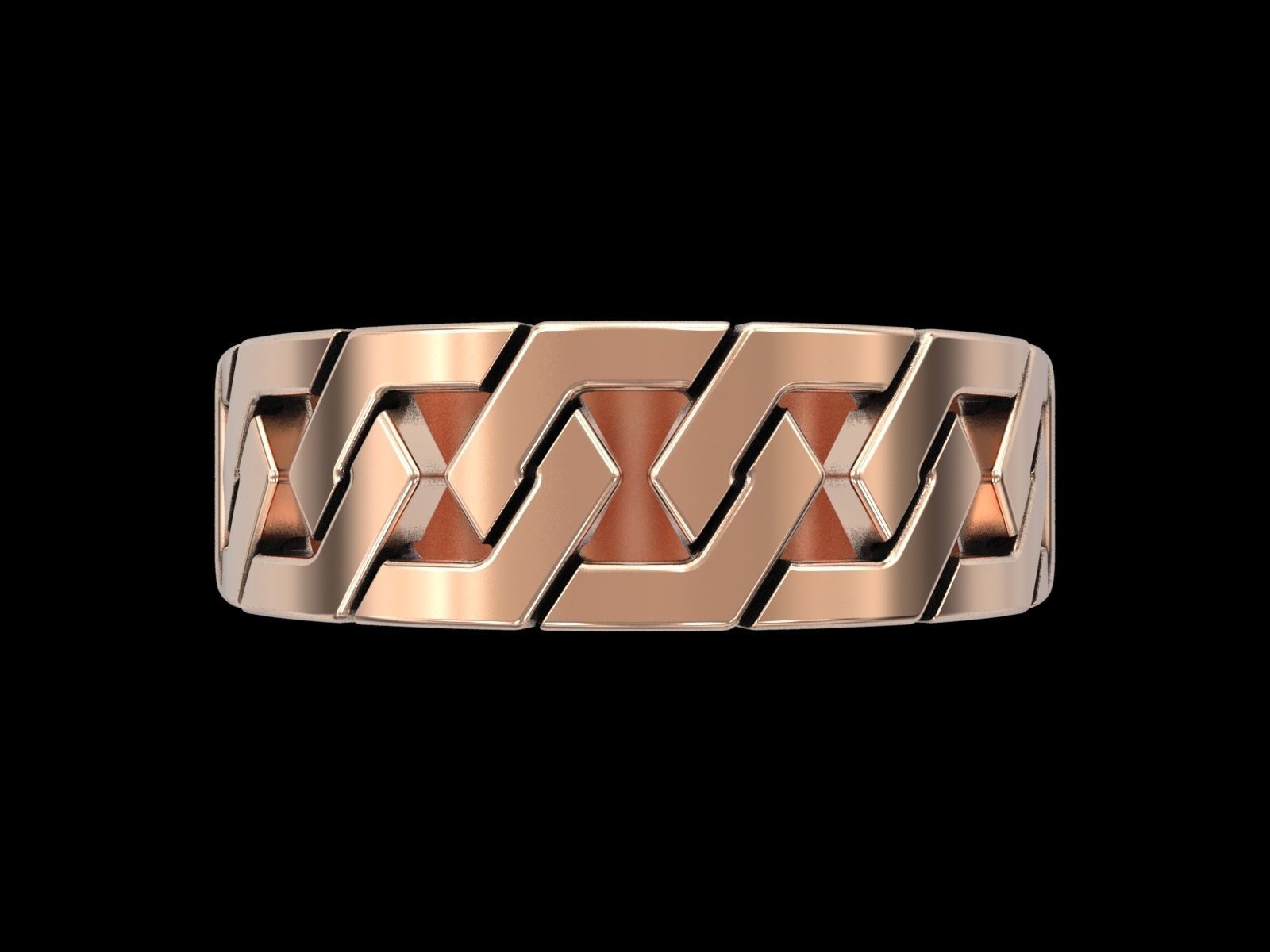 Hexagonal Cuban Chain Ring V2 3D print model_13