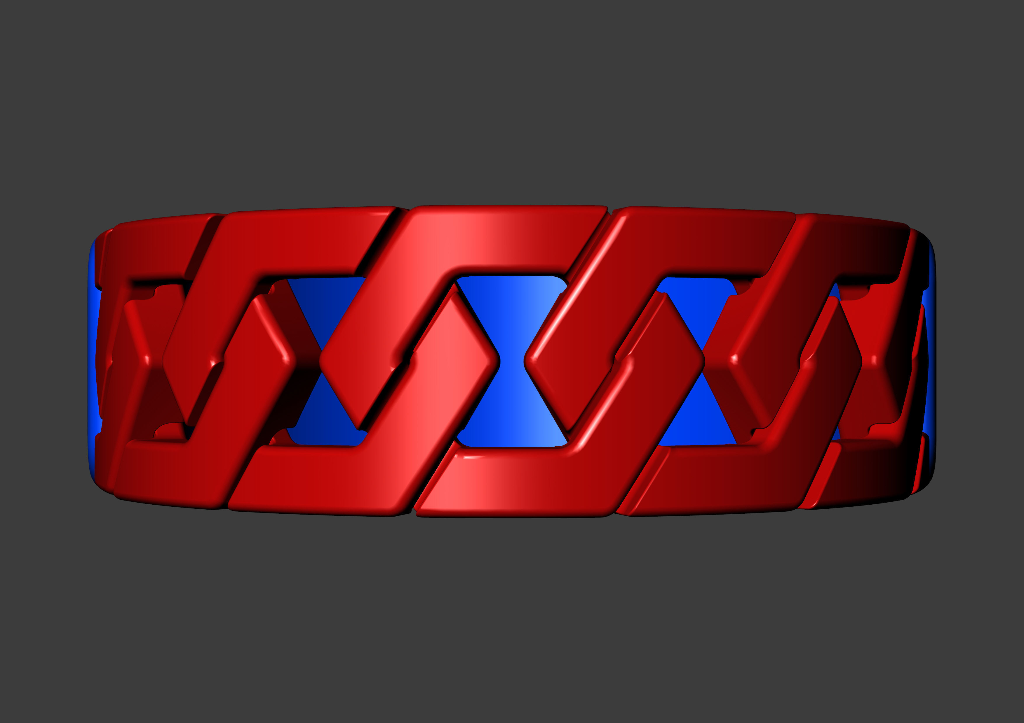 Hexagonal Cuban Chain Ring V2 3D print model_25