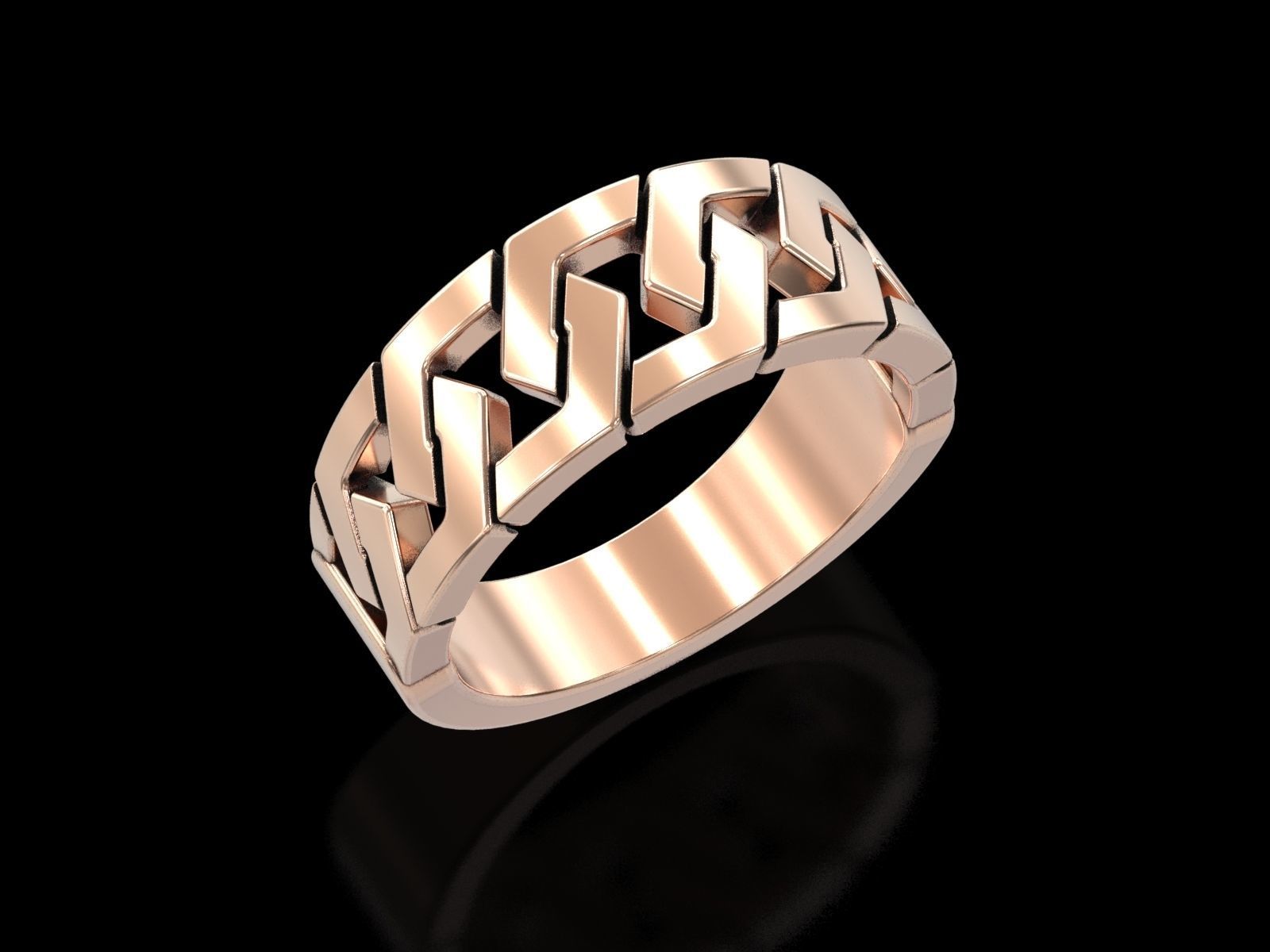 Hexagonal Cuban Chain Ring V2 3D print model_17