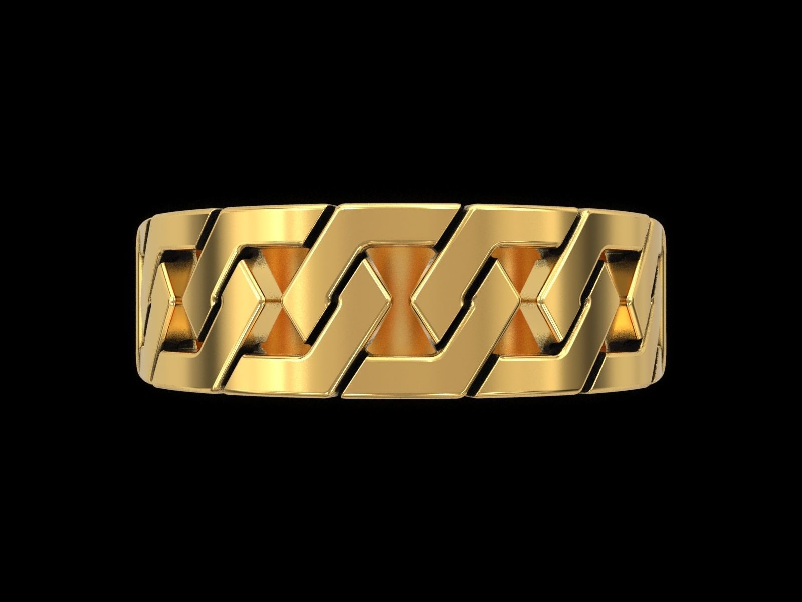 Hexagonal Cuban Chain Ring V2 3D print model_16